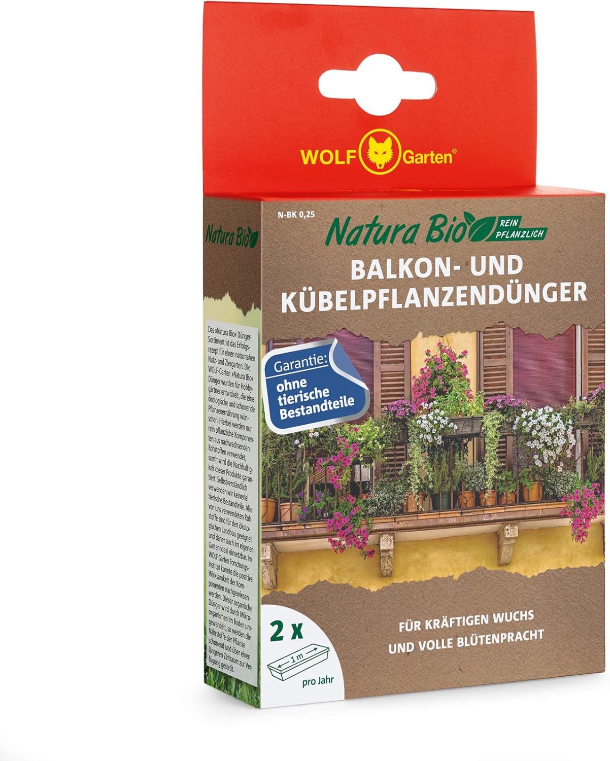 WOLF Blumendünger Balkon- und Kübelpflanzendünger N-BK 0,25 für ca. 2 Blumenkästen, 1-St.