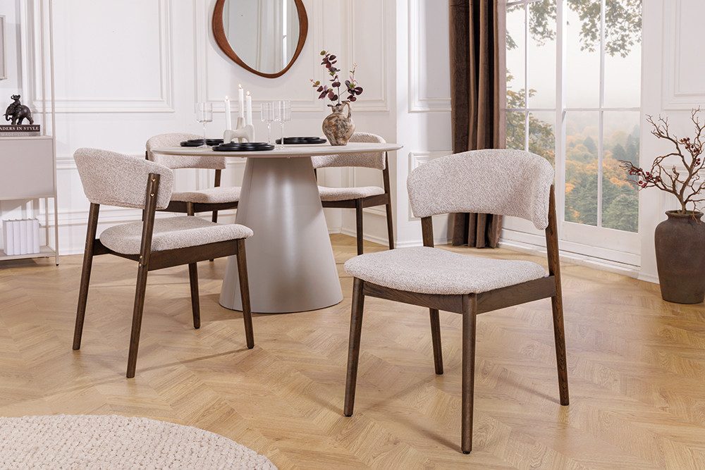 riess-ambiente Esszimmerstuhl VALHALLA WOOD braun/beige - Eiche-Massivholz, Strukturstoff, natürlich (Einzelartikel, 1 St), Zeitloser Scandi-Sessel - ideal f. Wohn- & Schlafzimmer o. Home Office
