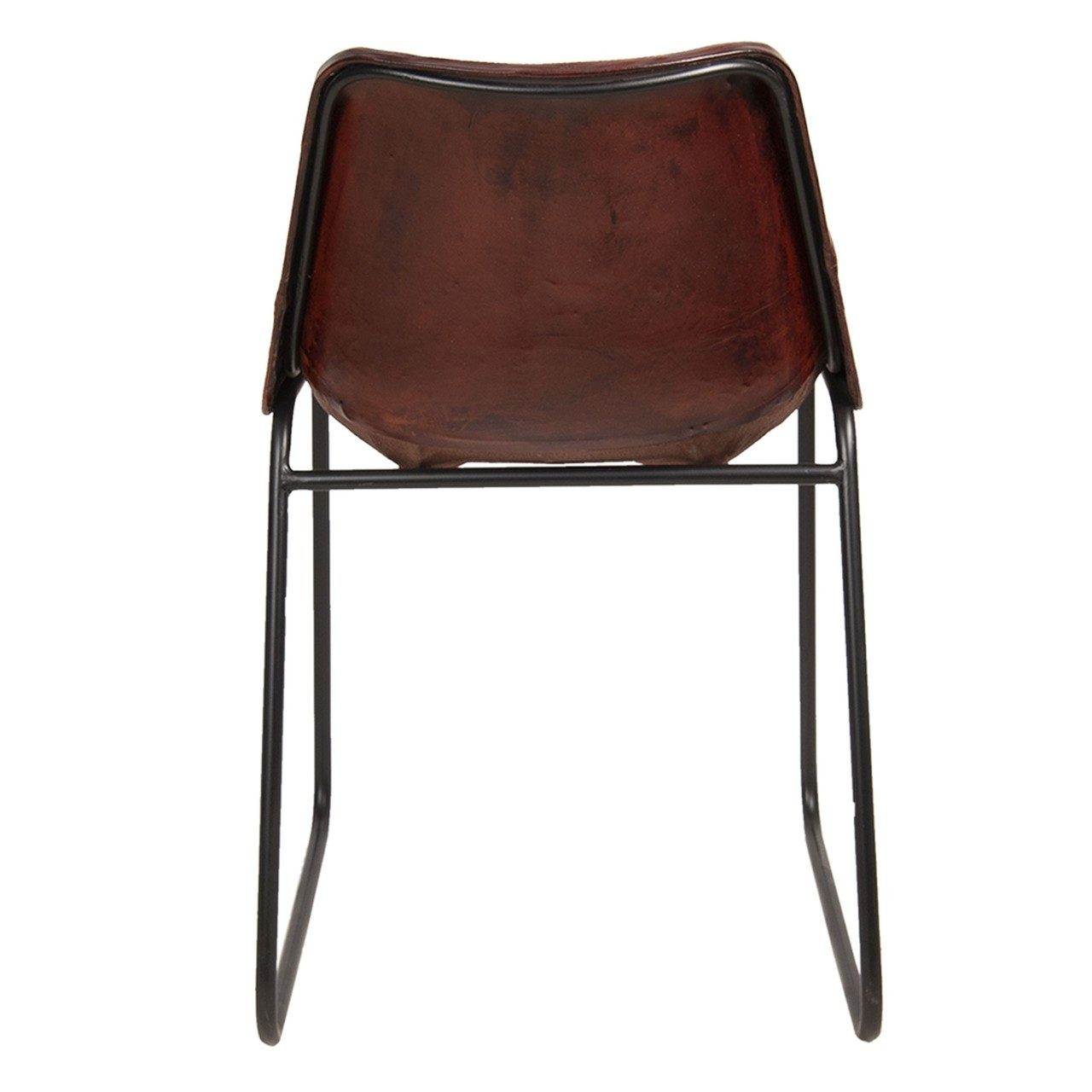 Vintagehaus Esszimmerstuhl Retro Lederstuhl Esszimmerstuhl Brown Stripes Metall