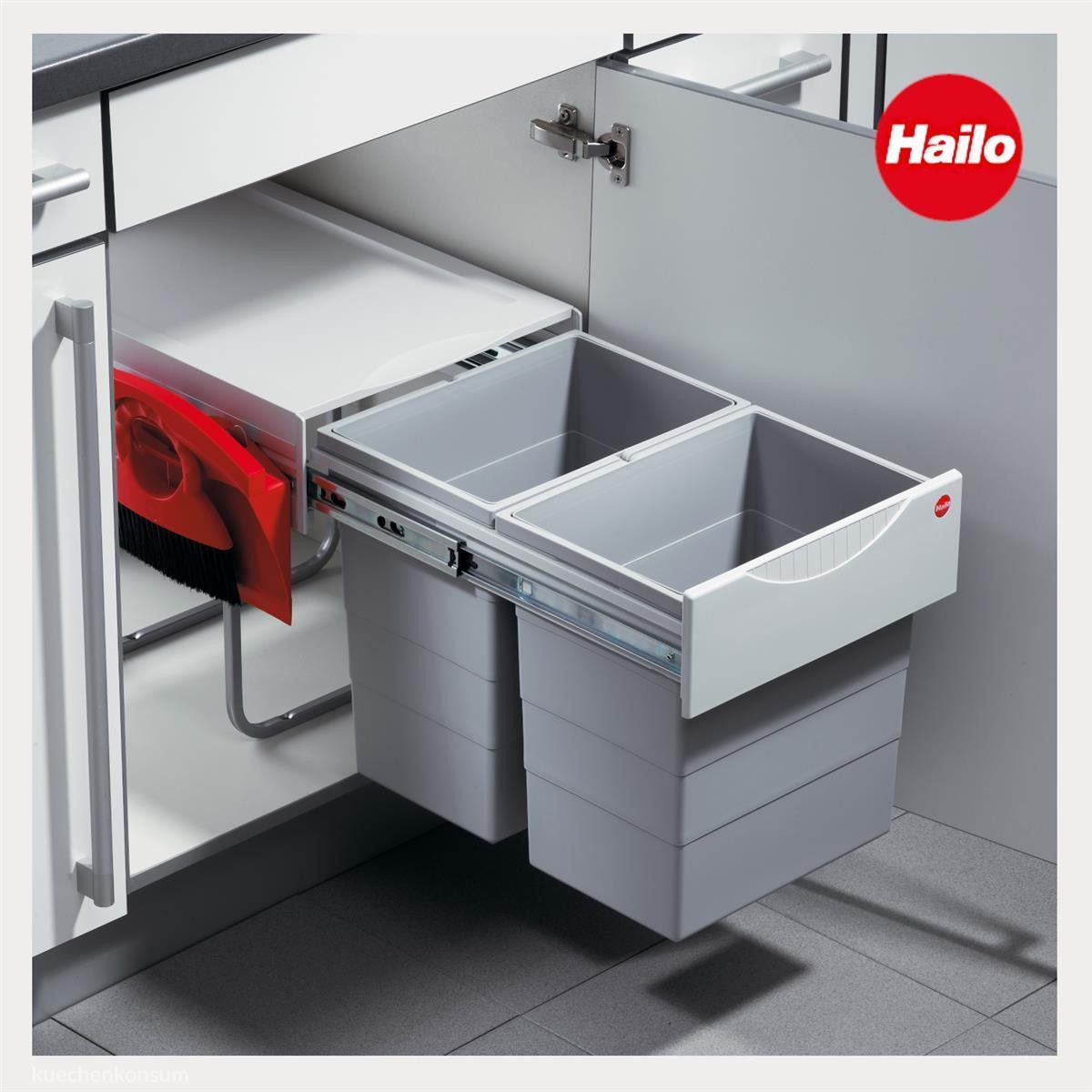 Hailo Einbaumülleimer Hailo Abfallsammler 3641221 TR Swing Raumspar-Tandem-H 2x 20 Liter