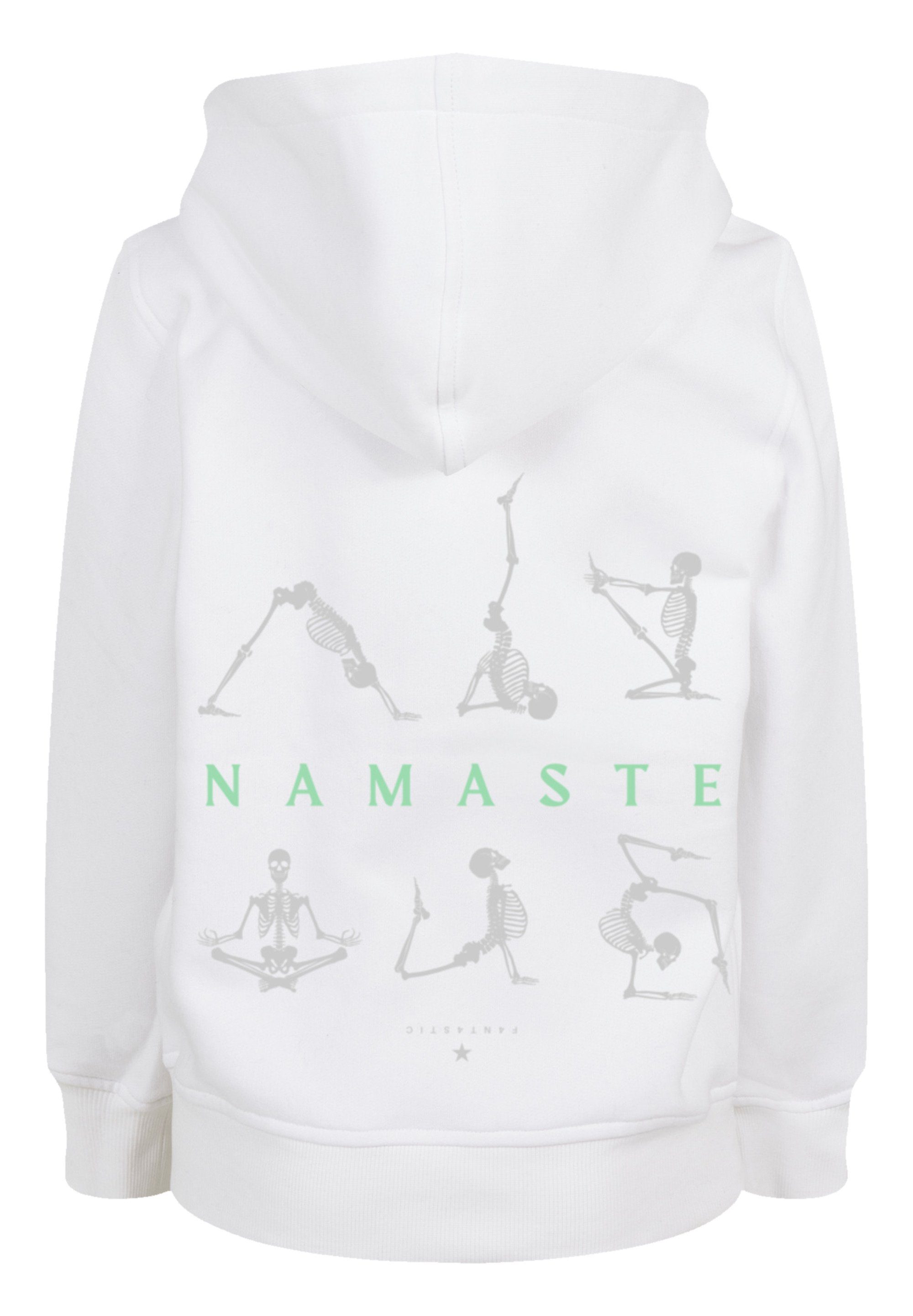 F4NT4STIC Kapuzenpullover Namaste Yoga Skelett Halloween Print weiß