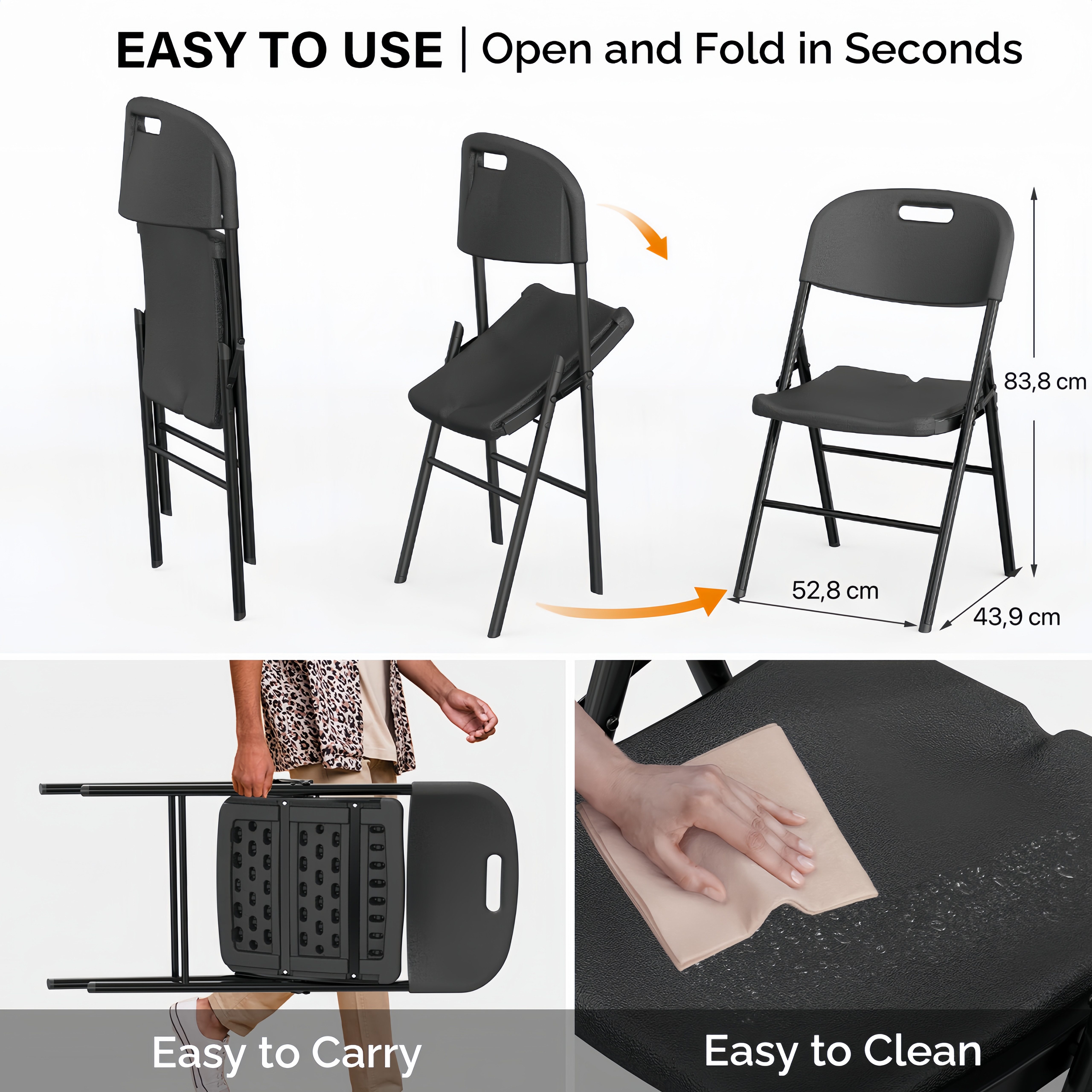 VINGLI Klappstuhl Klappstühle 2er/4er/6er/8er/10/12er Set, Gartenstuhl (2 S günstig online kaufen