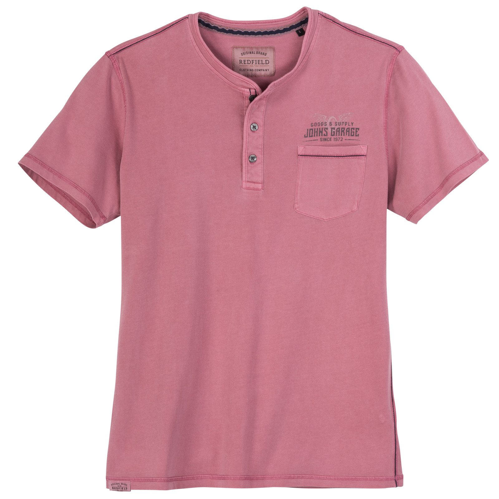 redfield Print-Shirt Redfield Übergrößen Henley-T-Shirt altrosa used