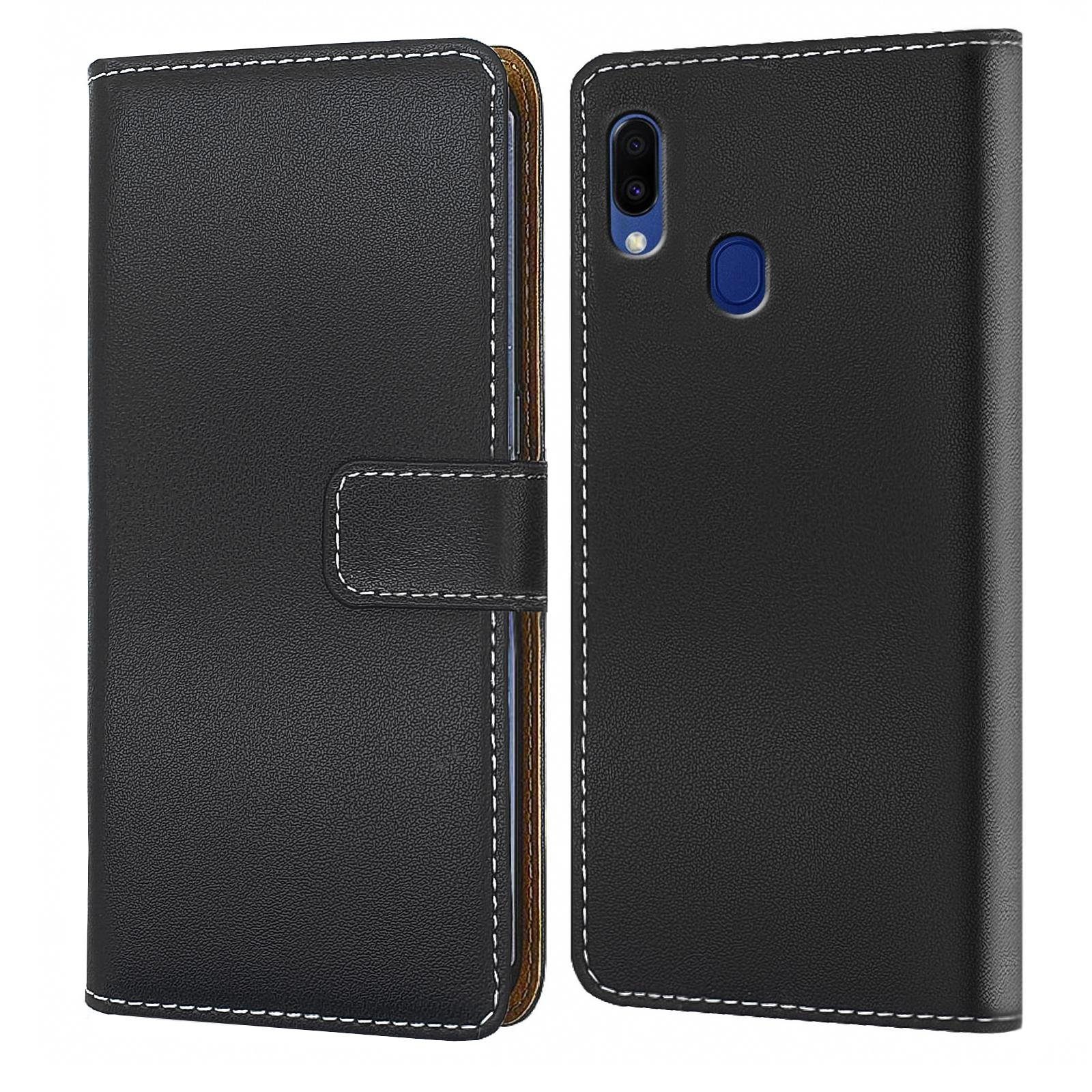 Numerva Handyhülle Bookstyle Etui Handytasche für Samsung Galaxy M10 / M20 / M30, Klapphülle Flip Cover Schwarz