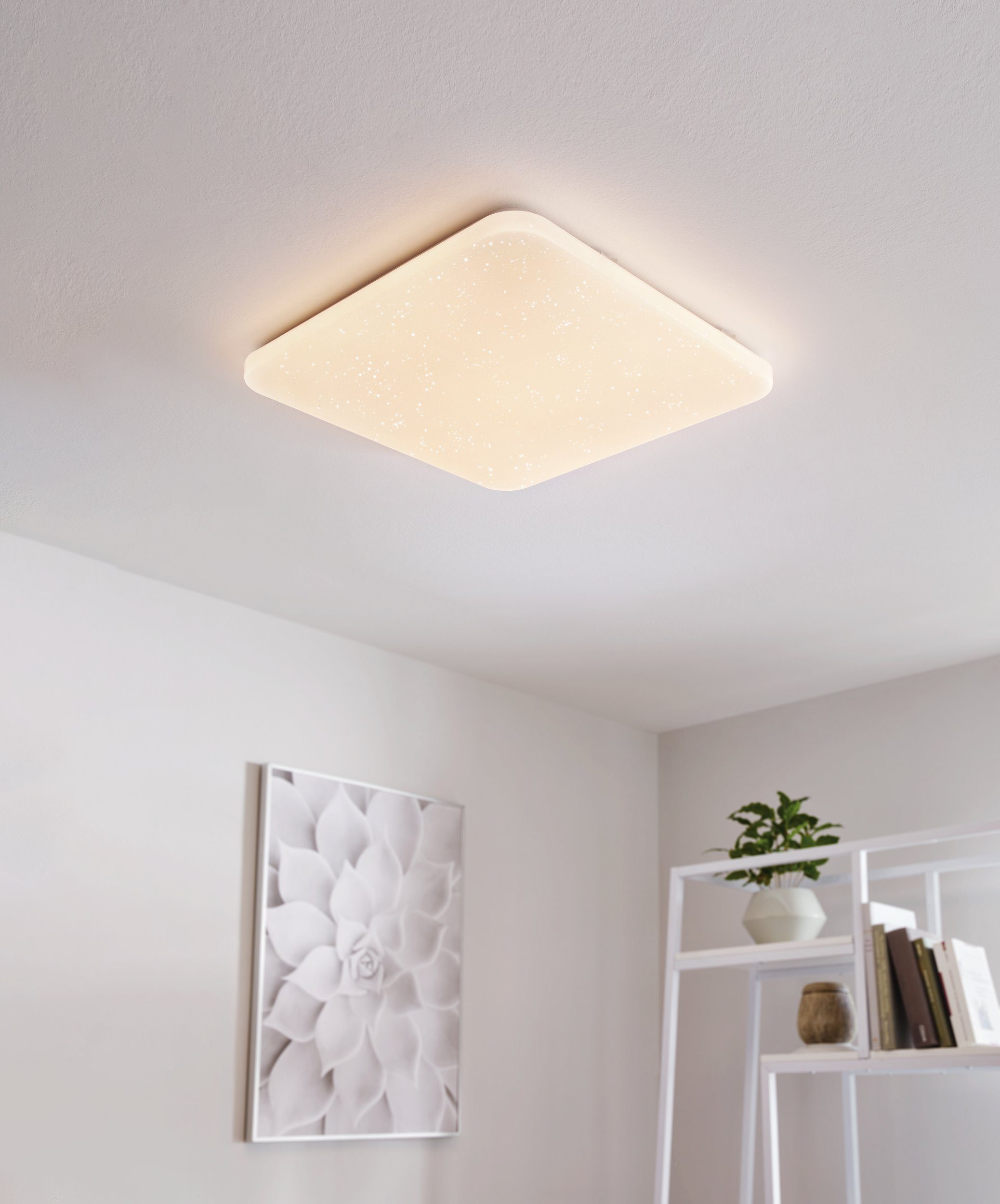 Flurlampe Küchenlampe, in Weiß, Leuchtmittel 53 cm LED Frania-s, EGLO Kristall-Effekt in Deckenleuchte Deckenlampe inklusive,