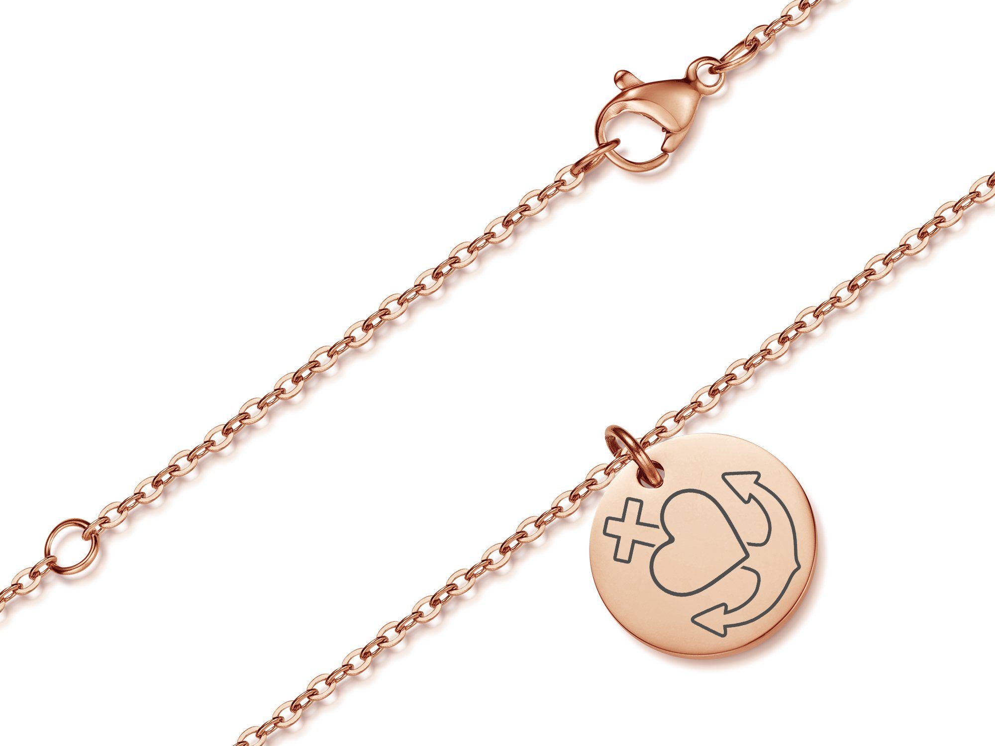 Anhänger Liebe vier Glaube, Längen Halskette mit Anhänger Farben rosé und mit Hoffnung, - Edelstahl, Kette zwei Silberkettenstore wählbar