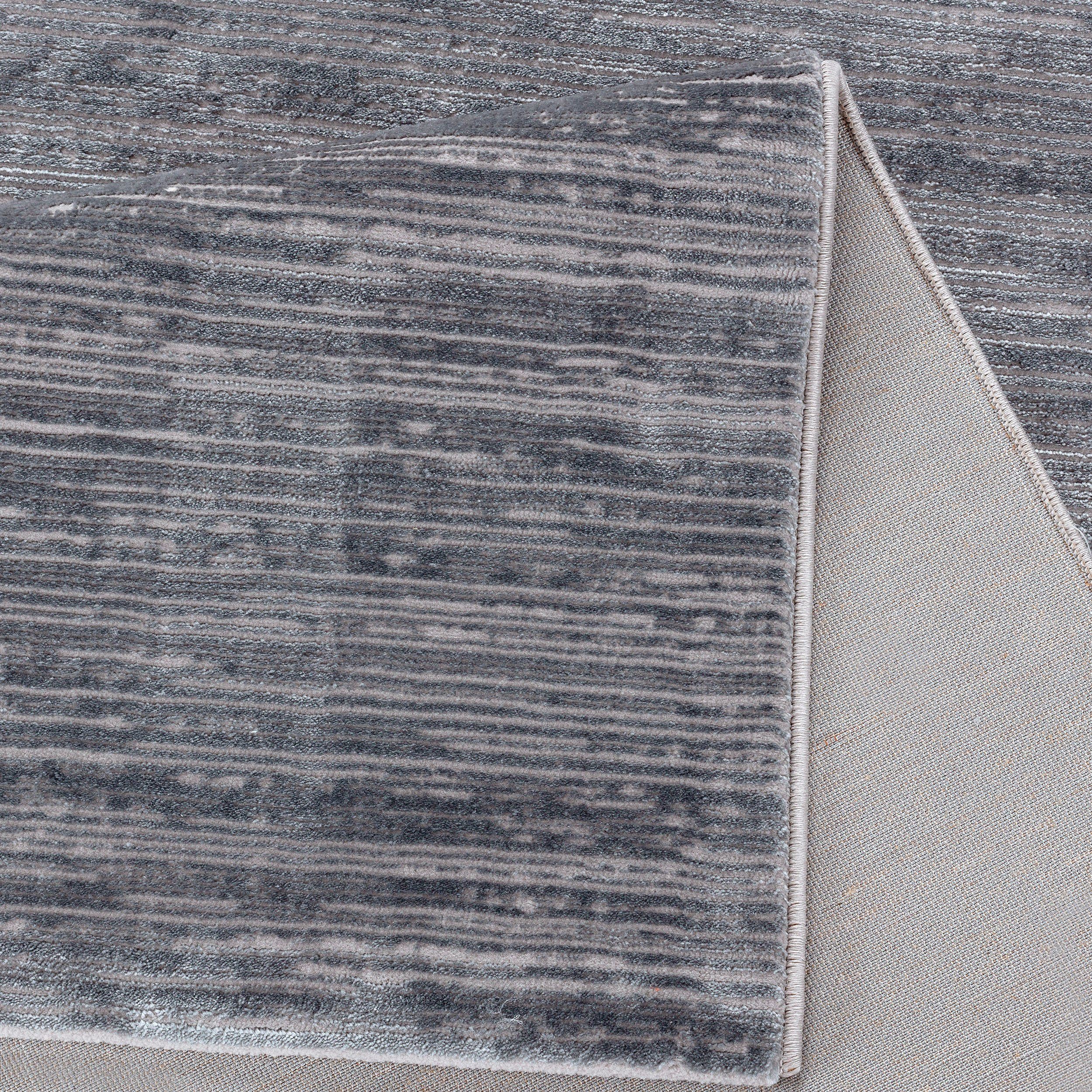 Sehrazat, Kurzflorteppich dunkelgrau mit mm, hochwertige dezentem Verarbeitung Höhe: Glanz, Teppich Lima, 10 rechteckig,