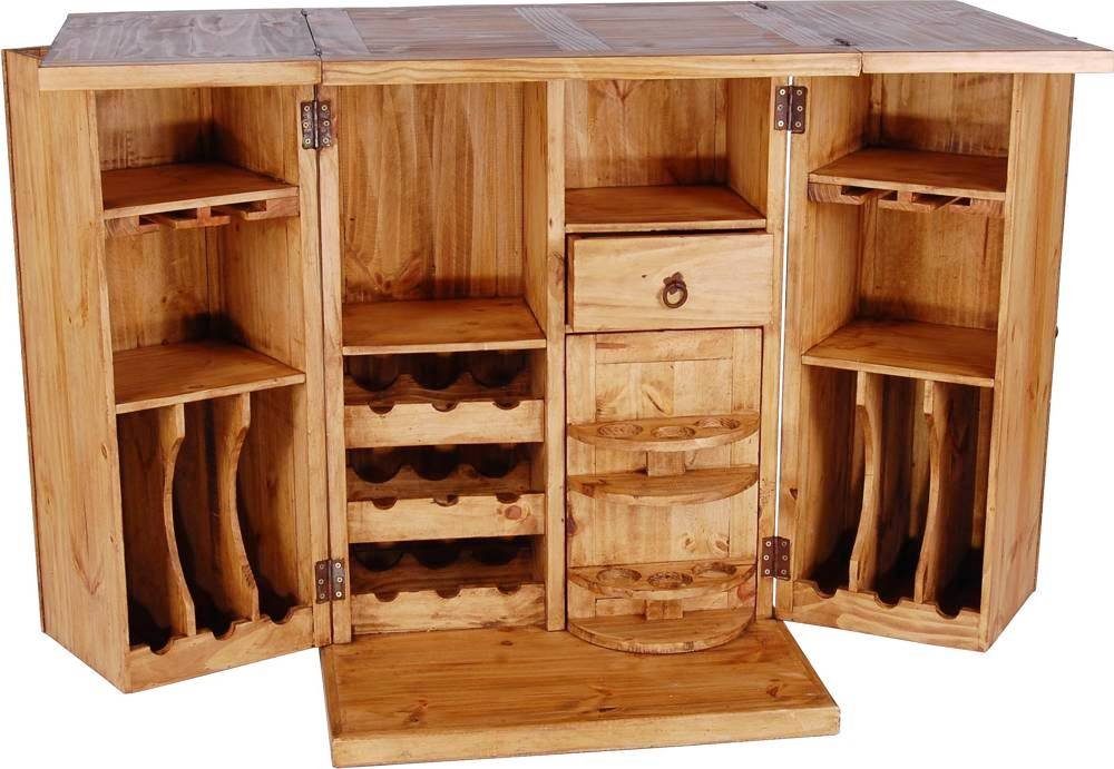 MiaMöbel Barschrank Mexico aus massivem Pinienholz Honig