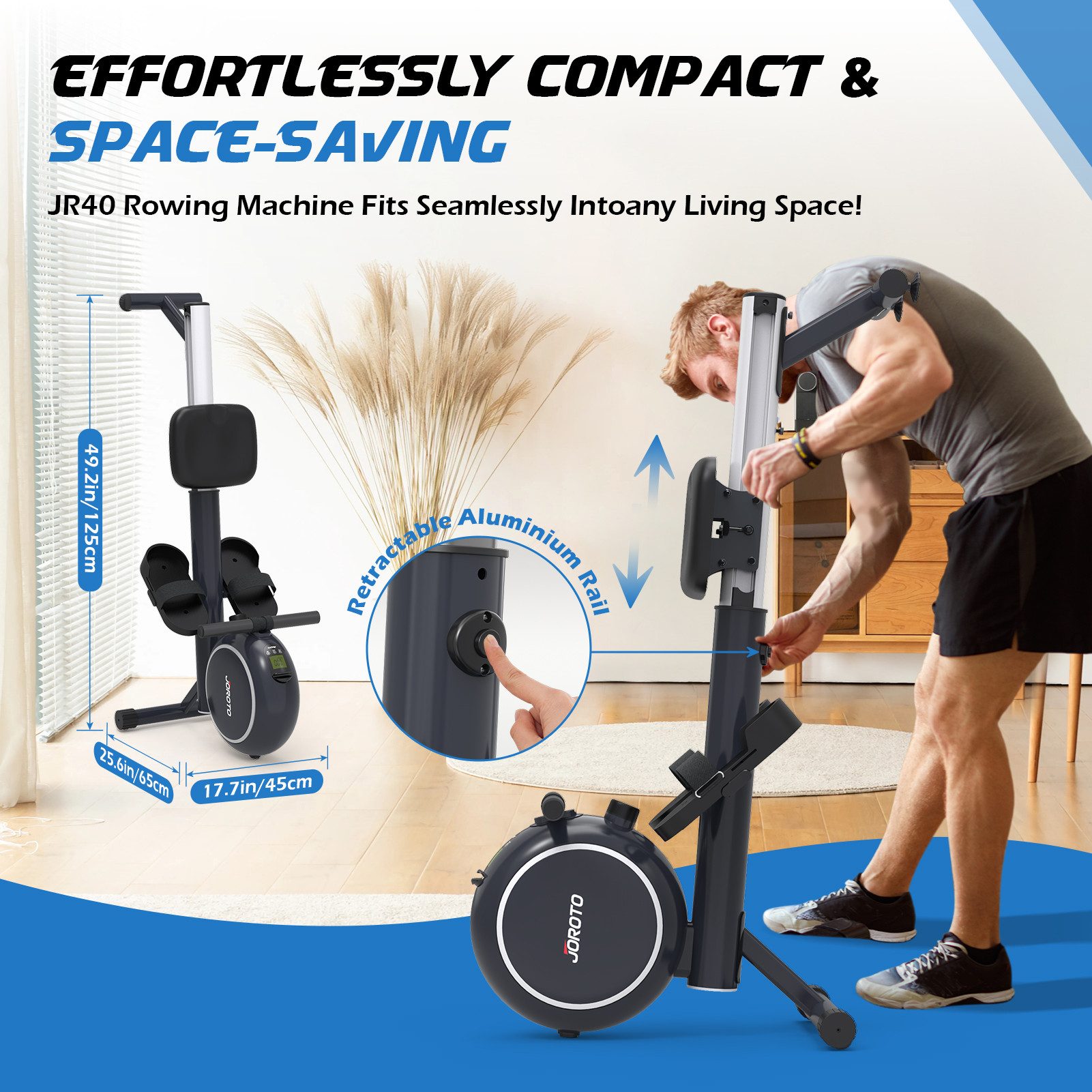 JOROTO Rudergerät JOROTO Rudergerät 8 Stufen, 140 kg Tragfähigkeit, Bluetooth