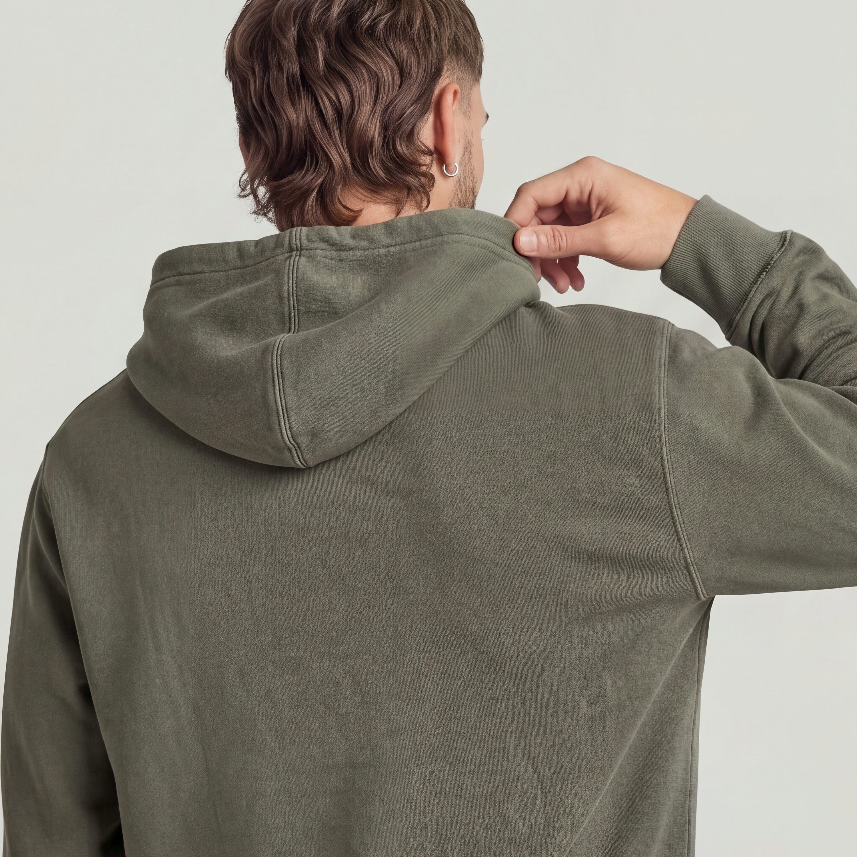 G-STAR Hoodie Modern washed hdd sw ls mit Rippbündchen, Baumwoll-Qualität – Bild 3 von 5