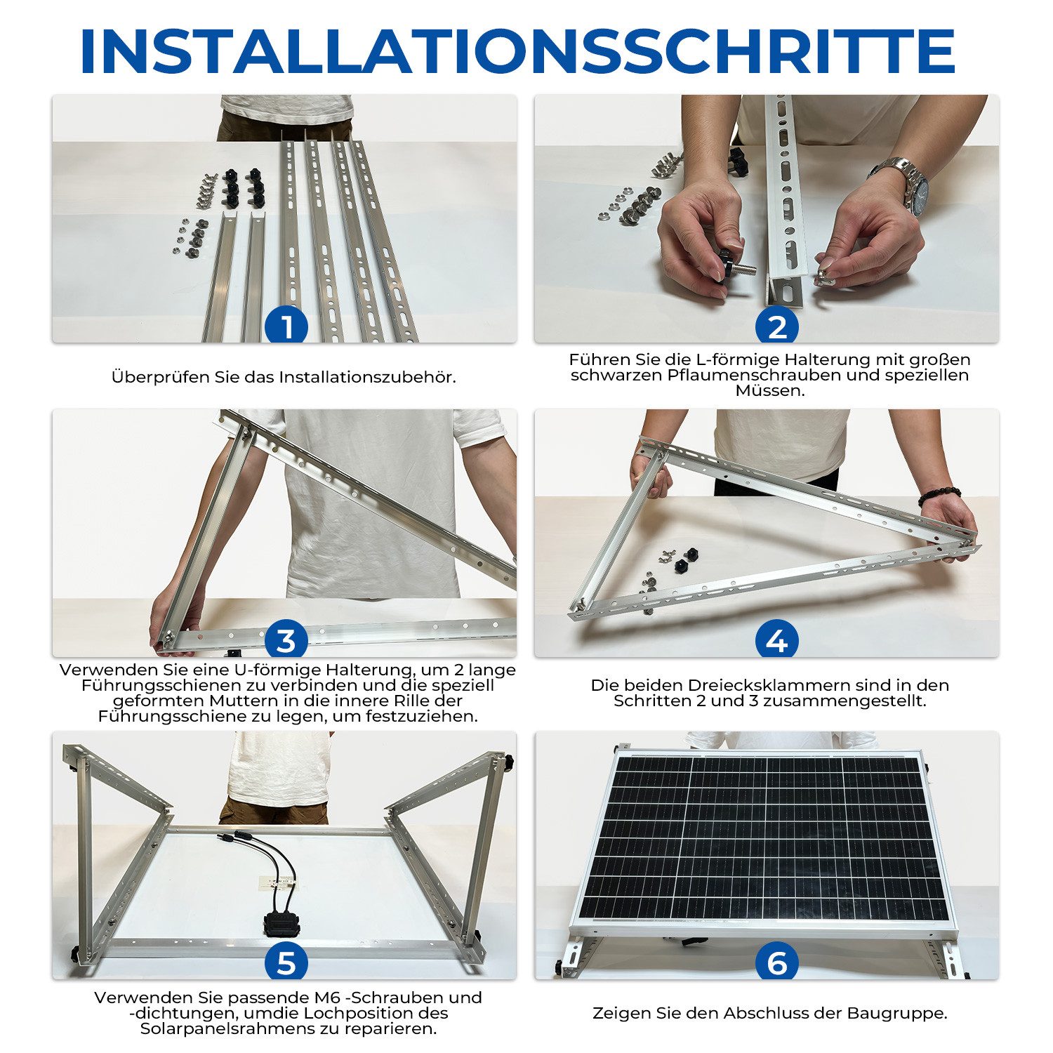 GLIESE Solarmodul-Halterung Balkonkraftwerk Halterung bis 118cm Solarmodul Flachdach, (bis 46 Zoll, 8-tlg., 4-teiliges Set, halterung für balkonkraftwerk) – Bild 4 von 5