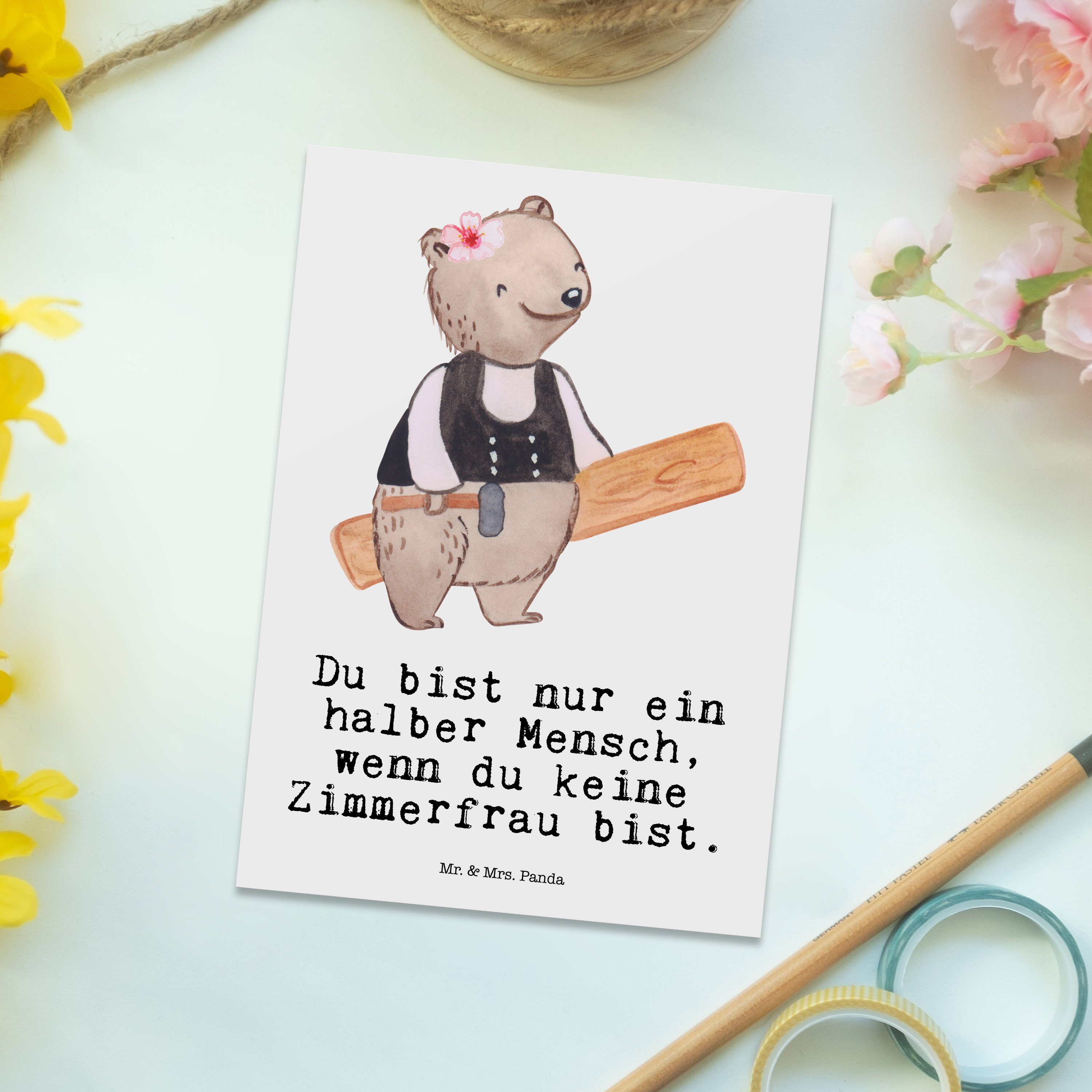 Einladungskarte, mit Panda Mrs. Sc Herz Zimmerfrau - Mr. - Weiß Geschenk, Grußkarte, Postkarte &