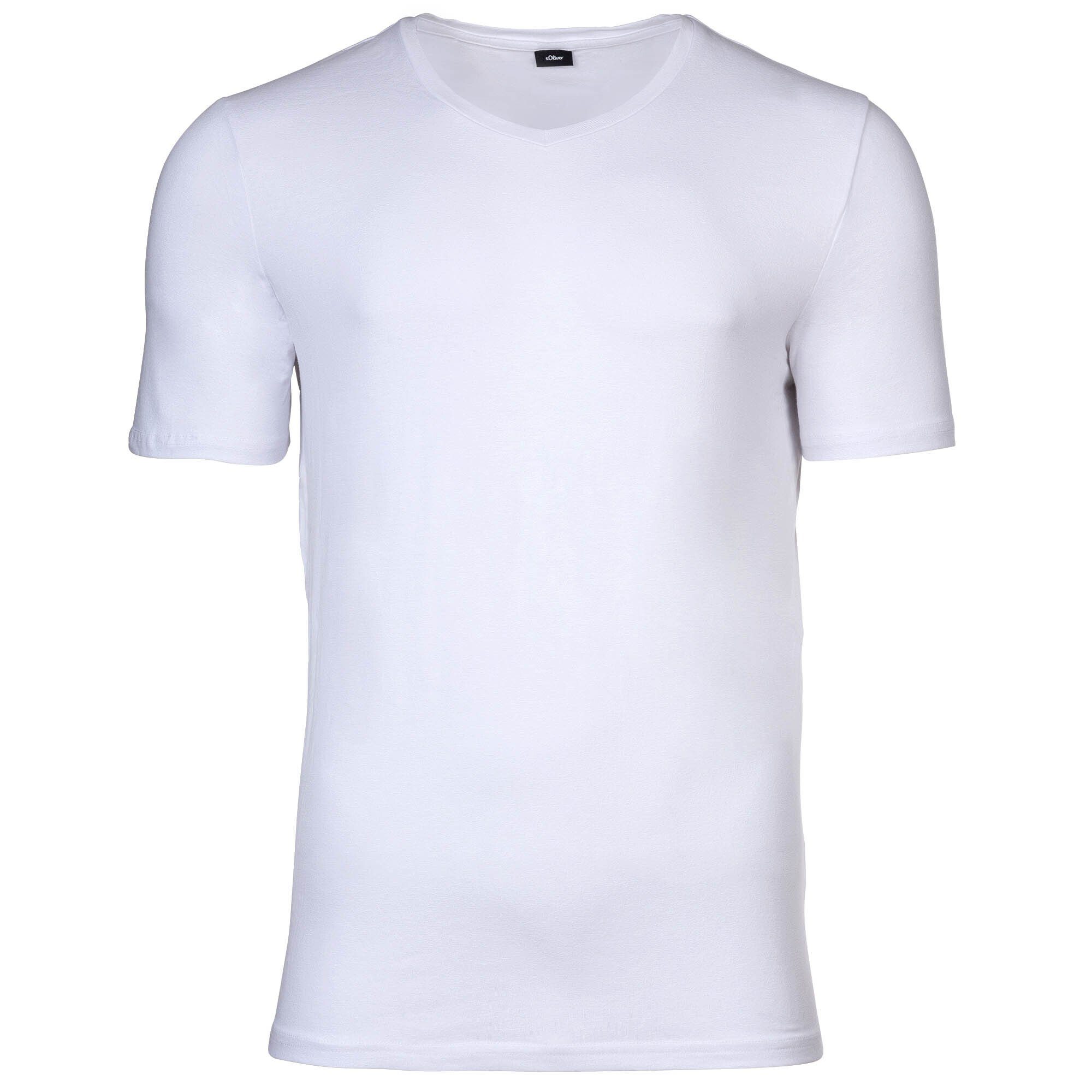 s.Oliver T-Shirt V-Ausschnitt - Weiß Pack Basic, T-Shirt, 2er Herren