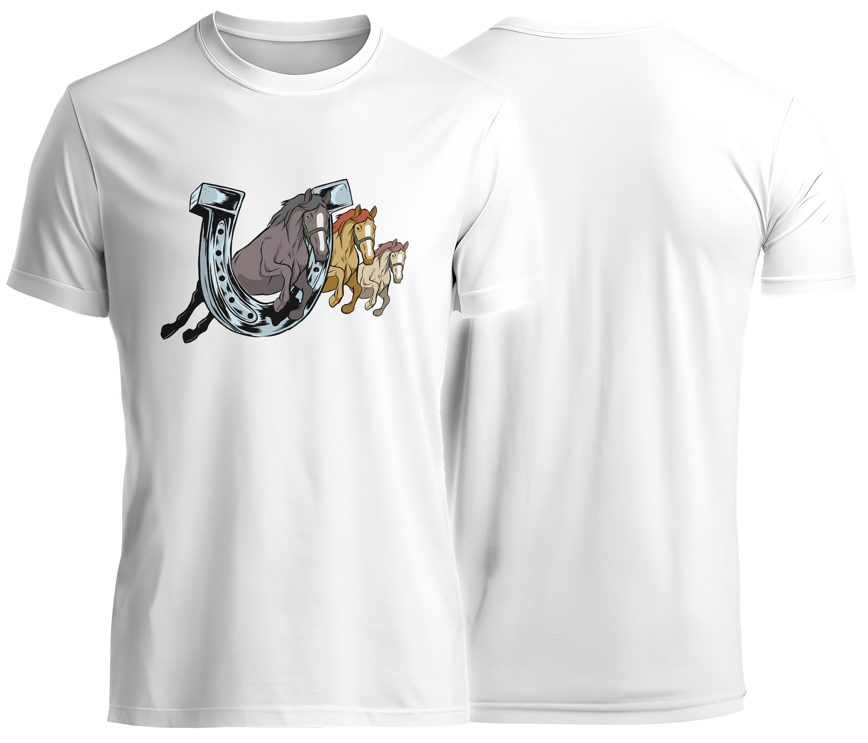 T-Shirt Pferde print Shirt Hufeisen