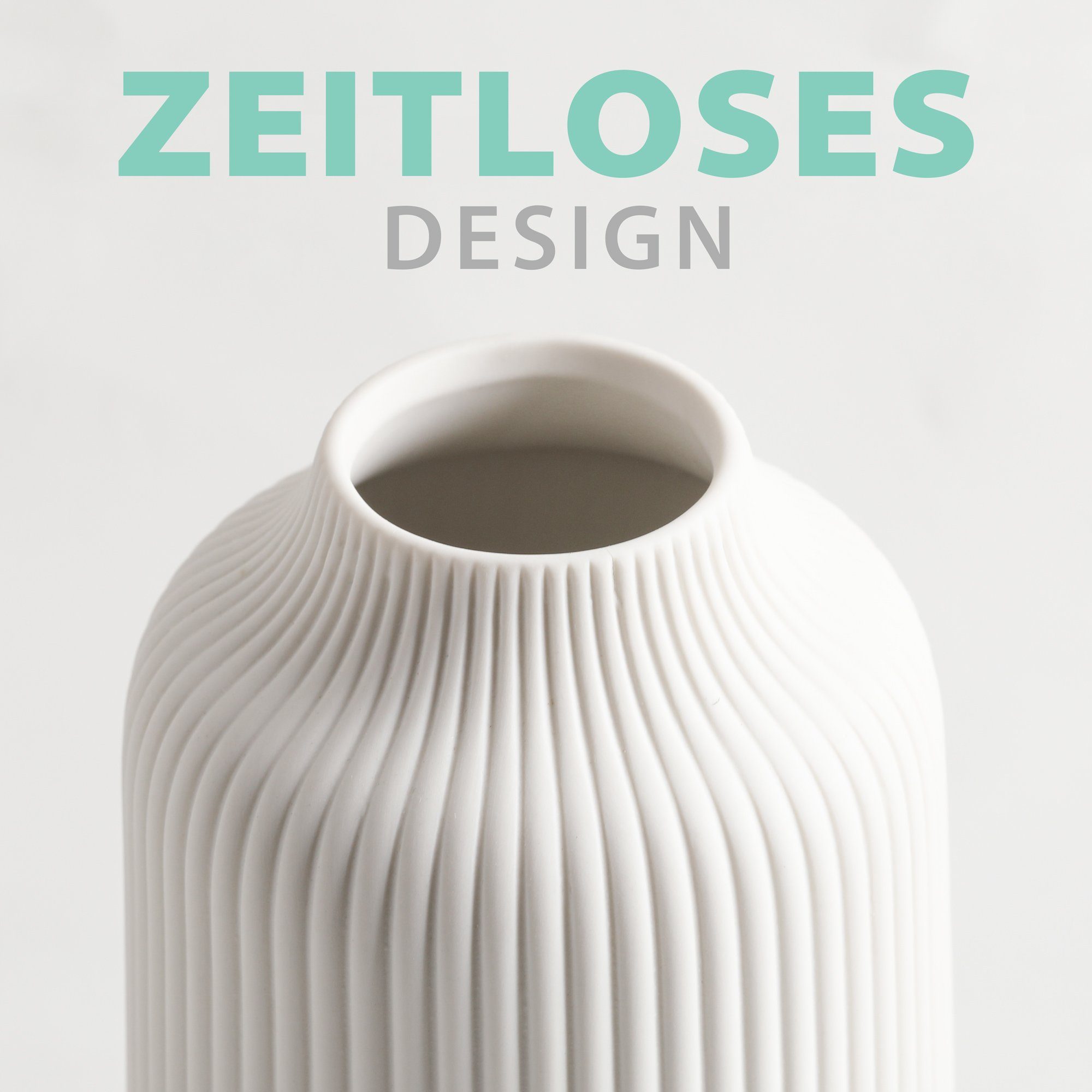 flature Tischvase Keramik Vase für und Blumen Rillen mit Pampasgras 