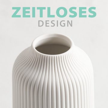 flature Tischvase Keramik Vase mit Rillen - für Pampasgras und Blumen
