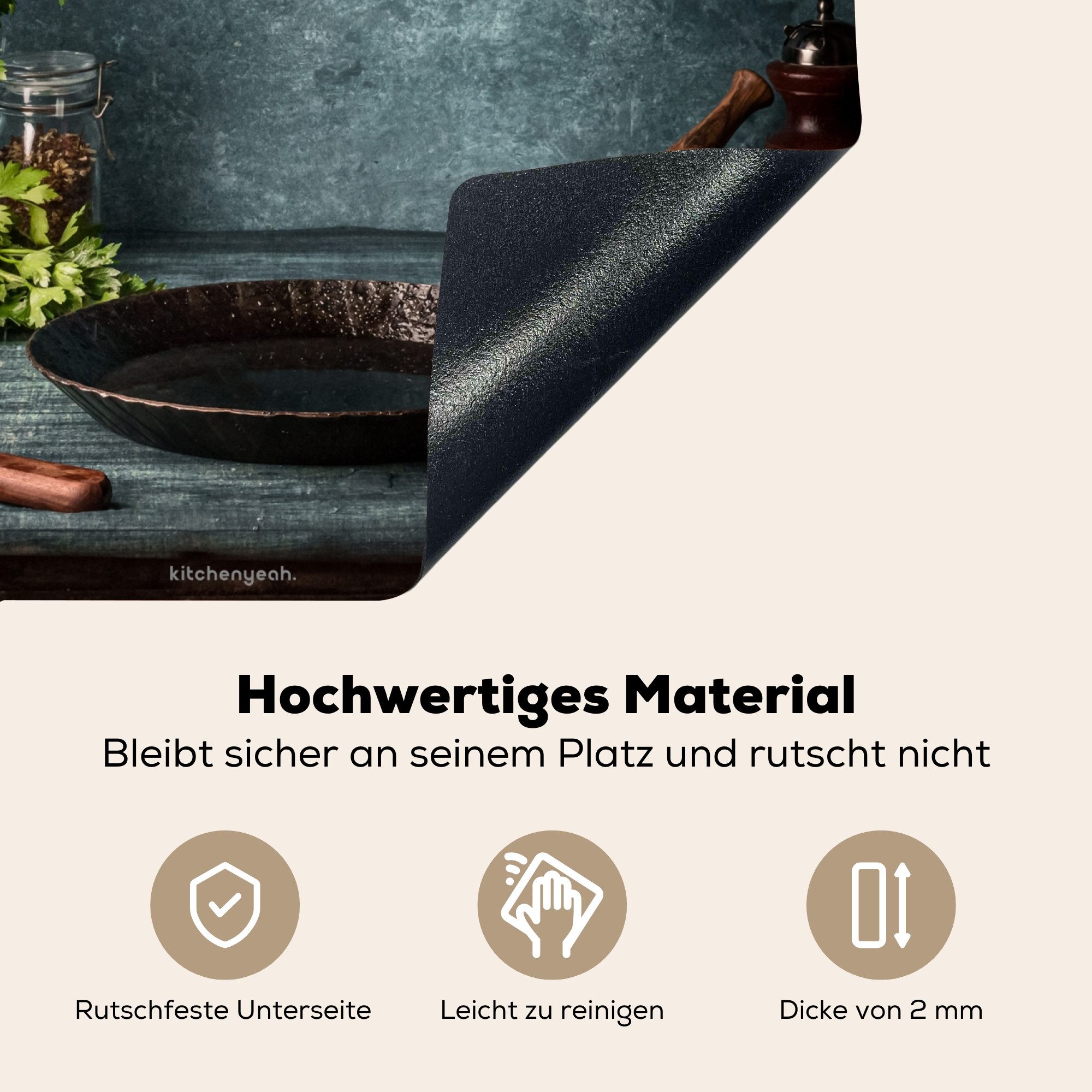KitchenYeah Küchenrückwand Kräuter - Stilleben - Gewürze, (1-tlg), Kochfeld Abdeckung Ceranfeld, Induktionsschutzmatte, 58x59 cm