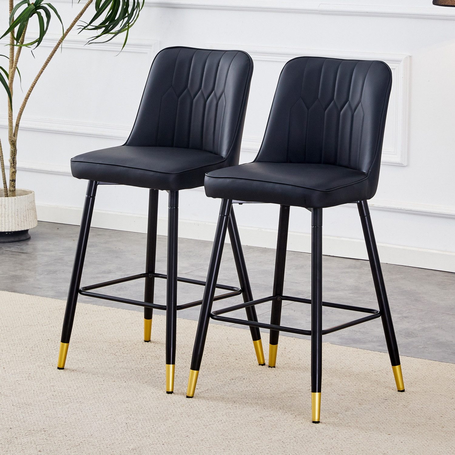 ANYSUN Barhocker 2er-Set Barstühle mit bequemer Fußstütze, Rückenlehne (gepolsterte Barhocker in Tresenhöhe 100 cm,Modernes Barhocker), Küchenstuhl für Küche, Esszimmer,Kücheninseln