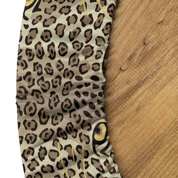 Abakuhaus Tischdecke Rundum-elastische Stofftischdecke, Leopard-Druck Leo wilde große Katzen-Gesicht