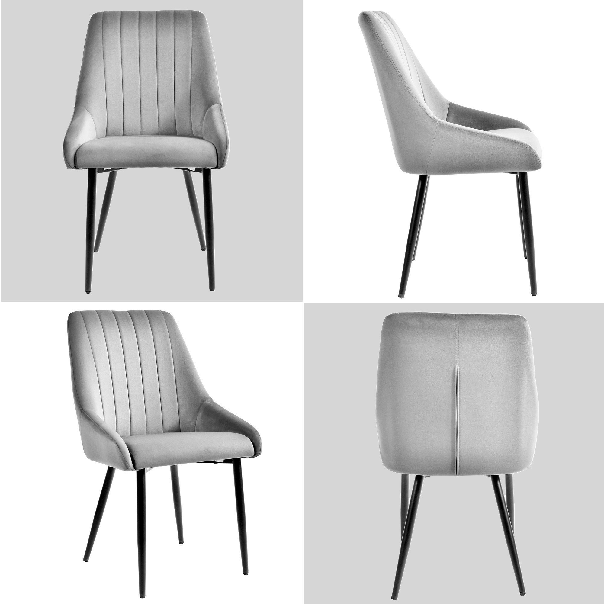 Duhome Esszimmerstuhl (8066C), 2er Set Esszimmerstuhl Polsterstuhl Stoff Samt Stuhl Retro Metallbeine