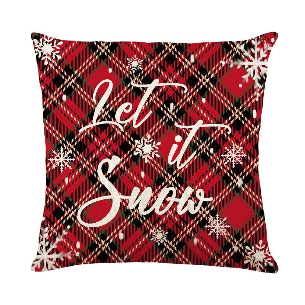 Rosnek Kissenbezug 4 Stück, Leinen, Quadratisch, für Weihnachten Bett Sofa Deko, (4 Stück)