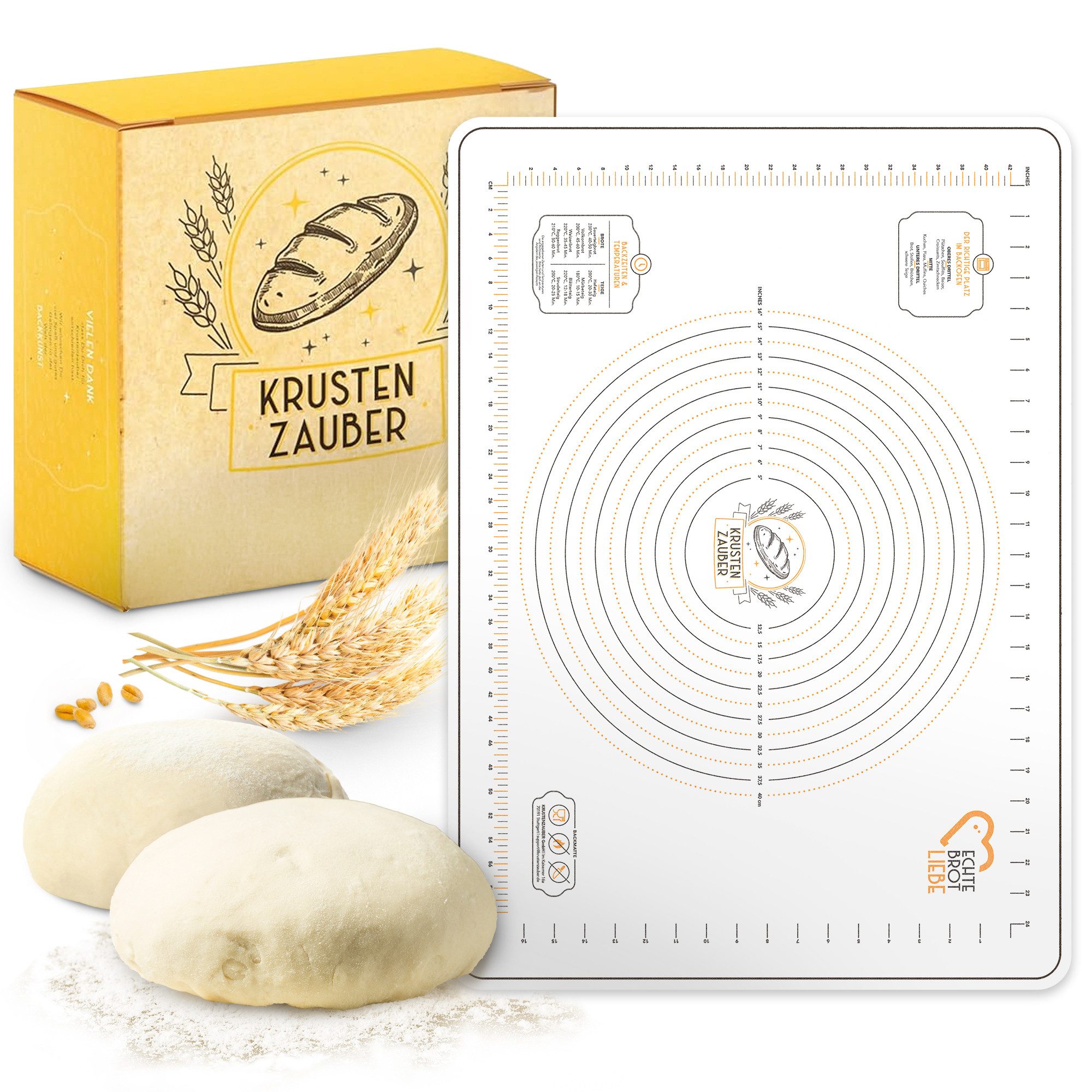 Krustenzauber Backmatte Zubehör - Brotschlingen, Schneebesen, Backmatte, Teig Reinigungstücher, Backmatte Silikon