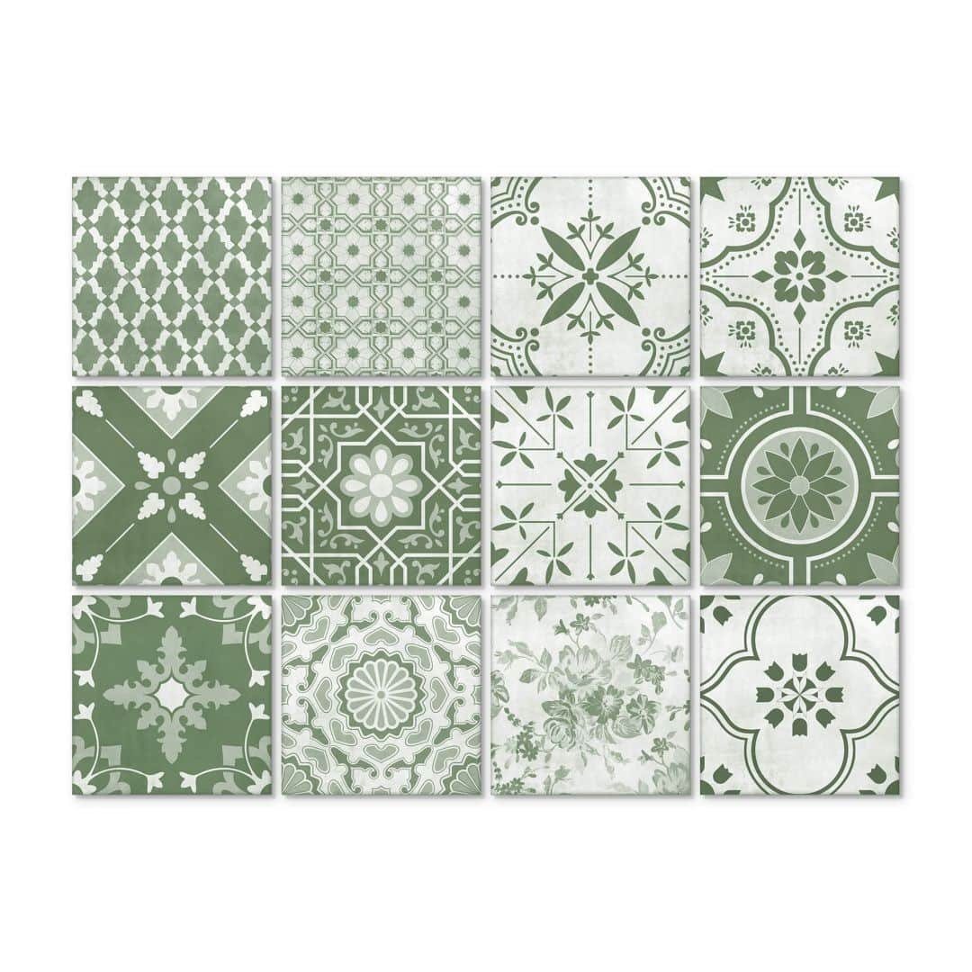 K&L Wall Art Fliesenaufkleber selbstklebend Klebefliese Sticker Boho Retro Blumen 12Stk