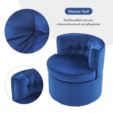 Merax Drehsessel mit Sitzkissen, Einzelsessel aus Samt, Loungesessel mit 360° Drehfunktion, Polstersessel, Einzelsofa