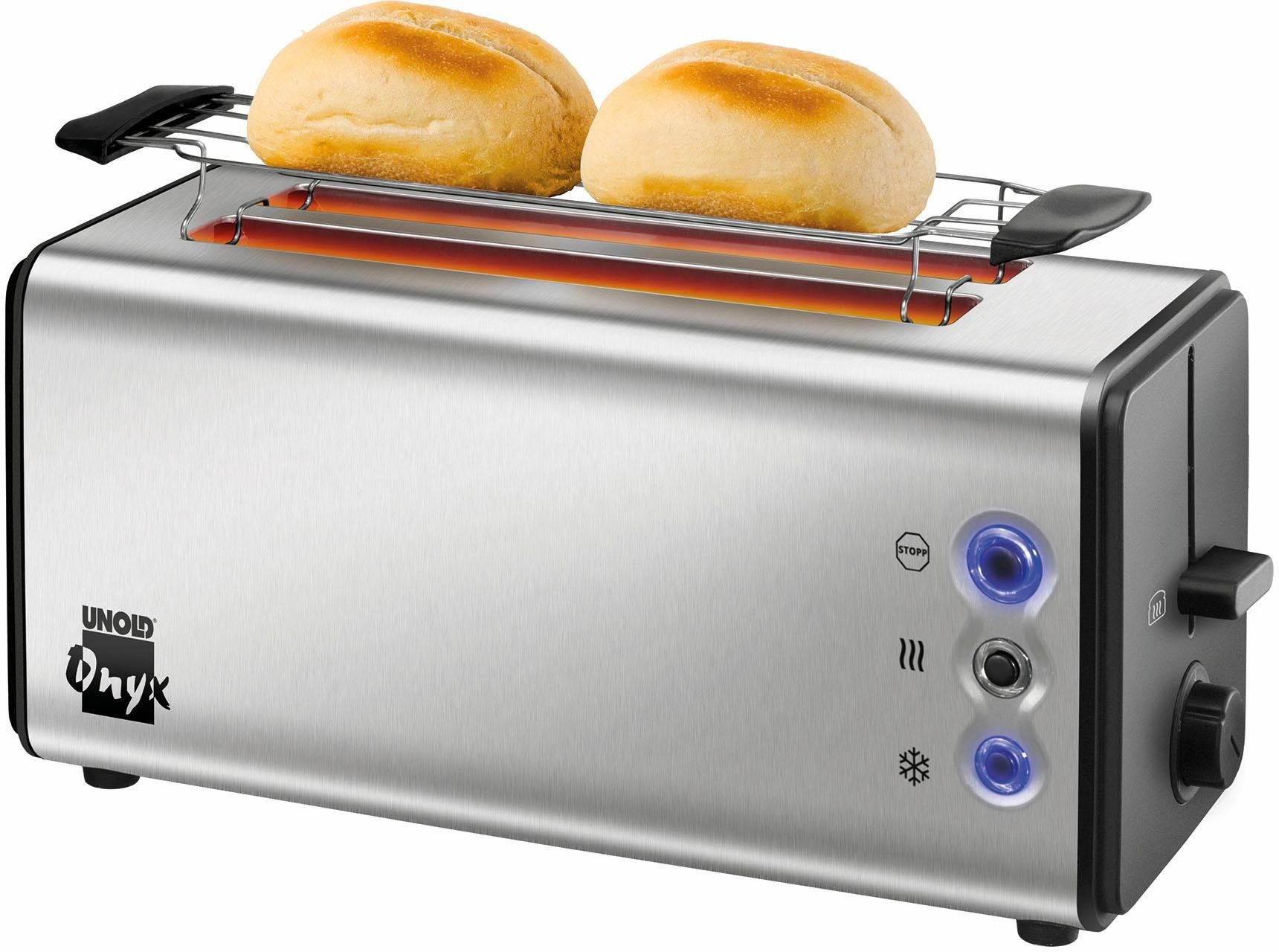 Unold Toaster Onyx Duplex 38915, 2 lange Schlitze, für 4 Scheiben, 1400 W,  Automatische Zentrierung der Brotscheiben