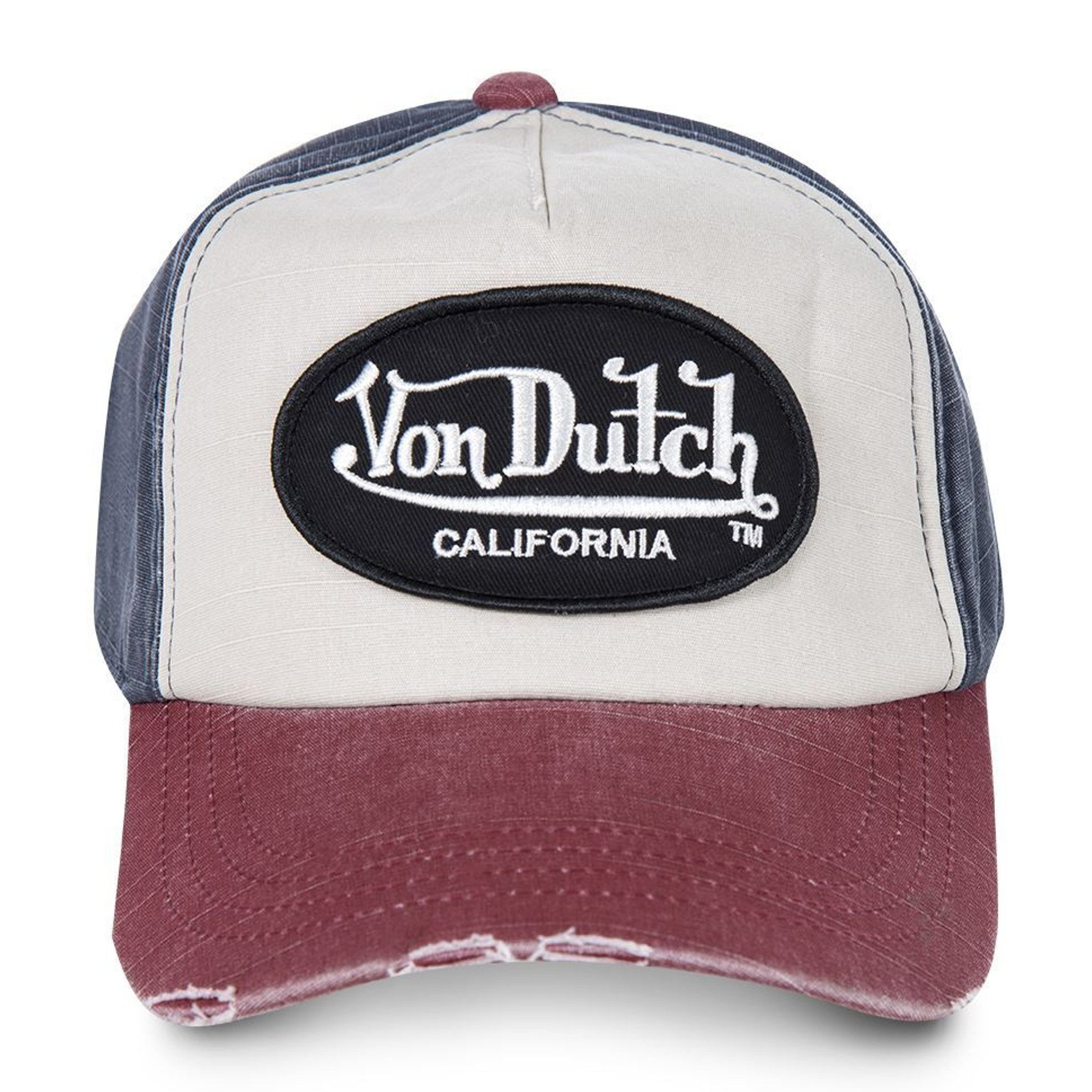 Von Dutch Baseball Cap Von Dutch Originals Junior Baseballcap 3TONE JACK WHITE beige/grey/red (Basecap, Basecap) Used-Look