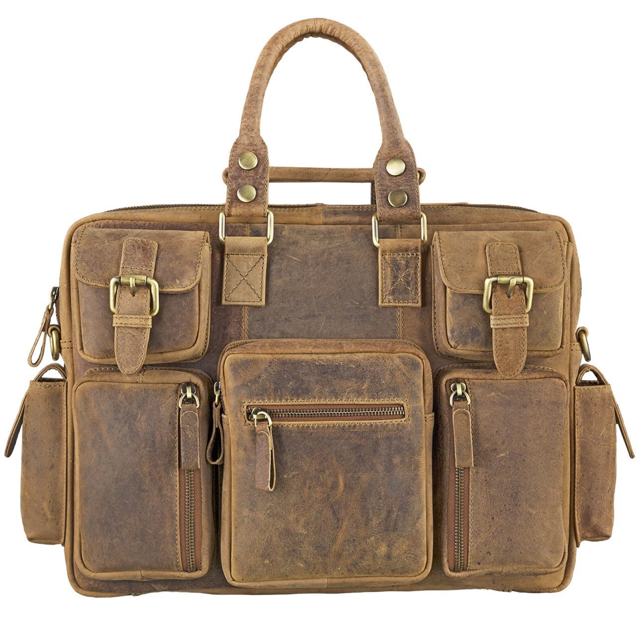 Aktentasche Großer Messenger Bag Umhängetasche Unisex Leder