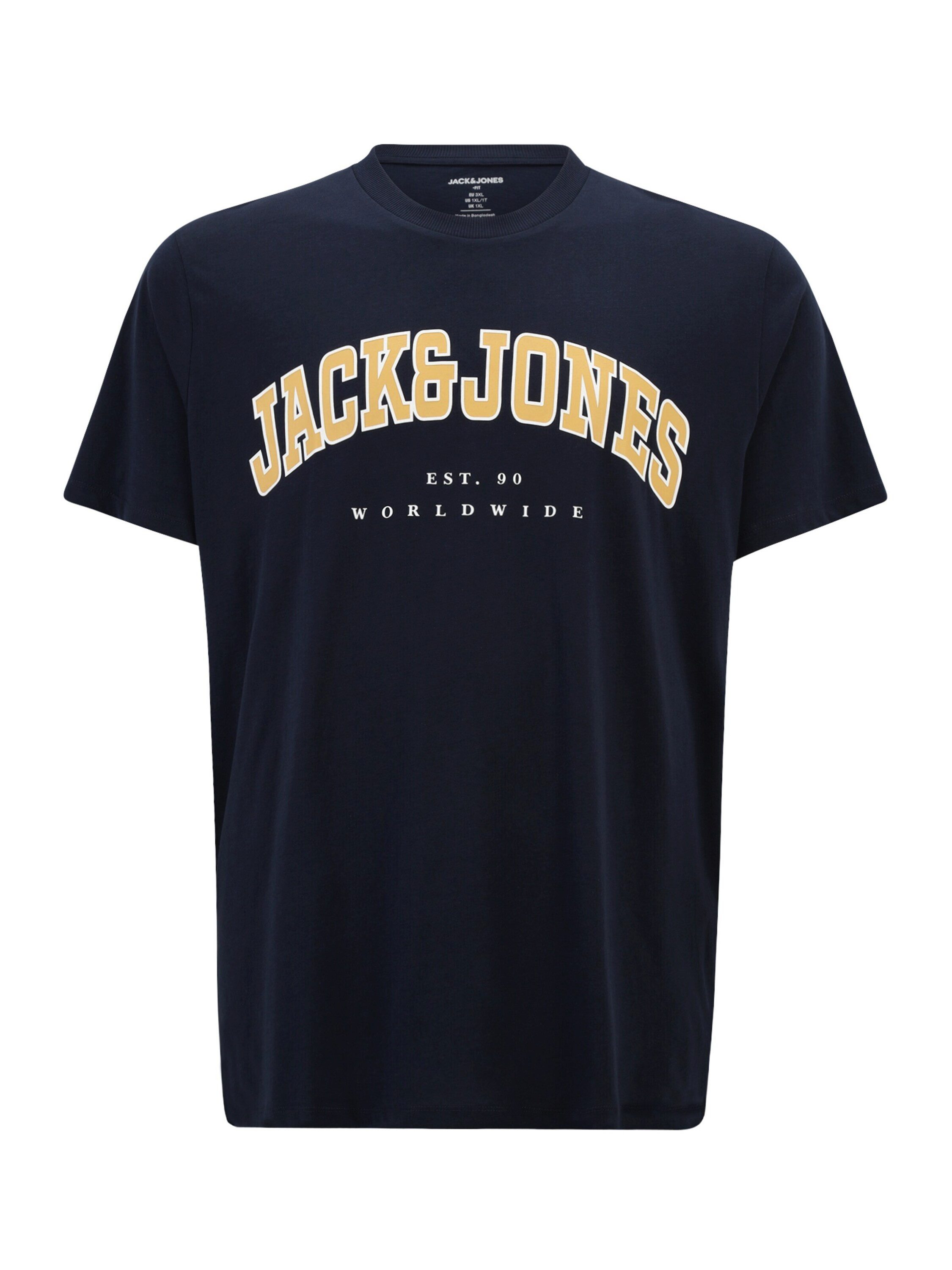 Jack&Jones T-Shirt mit Label-Print Farbe blau Größe: 4XL günstig online kaufen