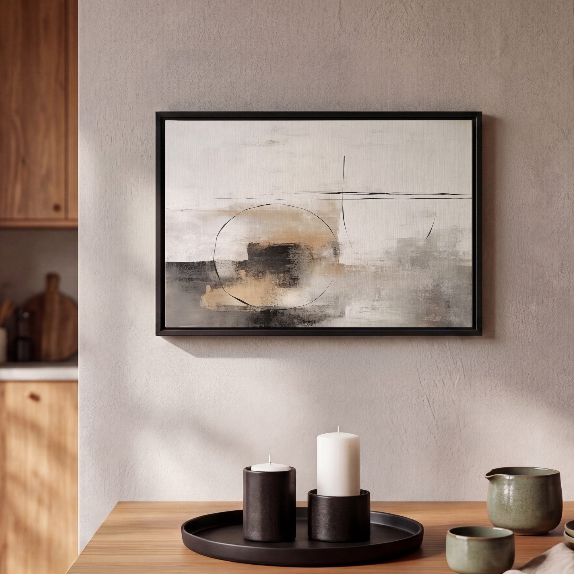 OneMillionCanvasses® Leinwandbild mit Rahmen - Kunst - Abstrakt - Grau - Industriell, Fotodruck (1 St), Bilder, Zimmer Wand Bild Dekoration 30x20cm