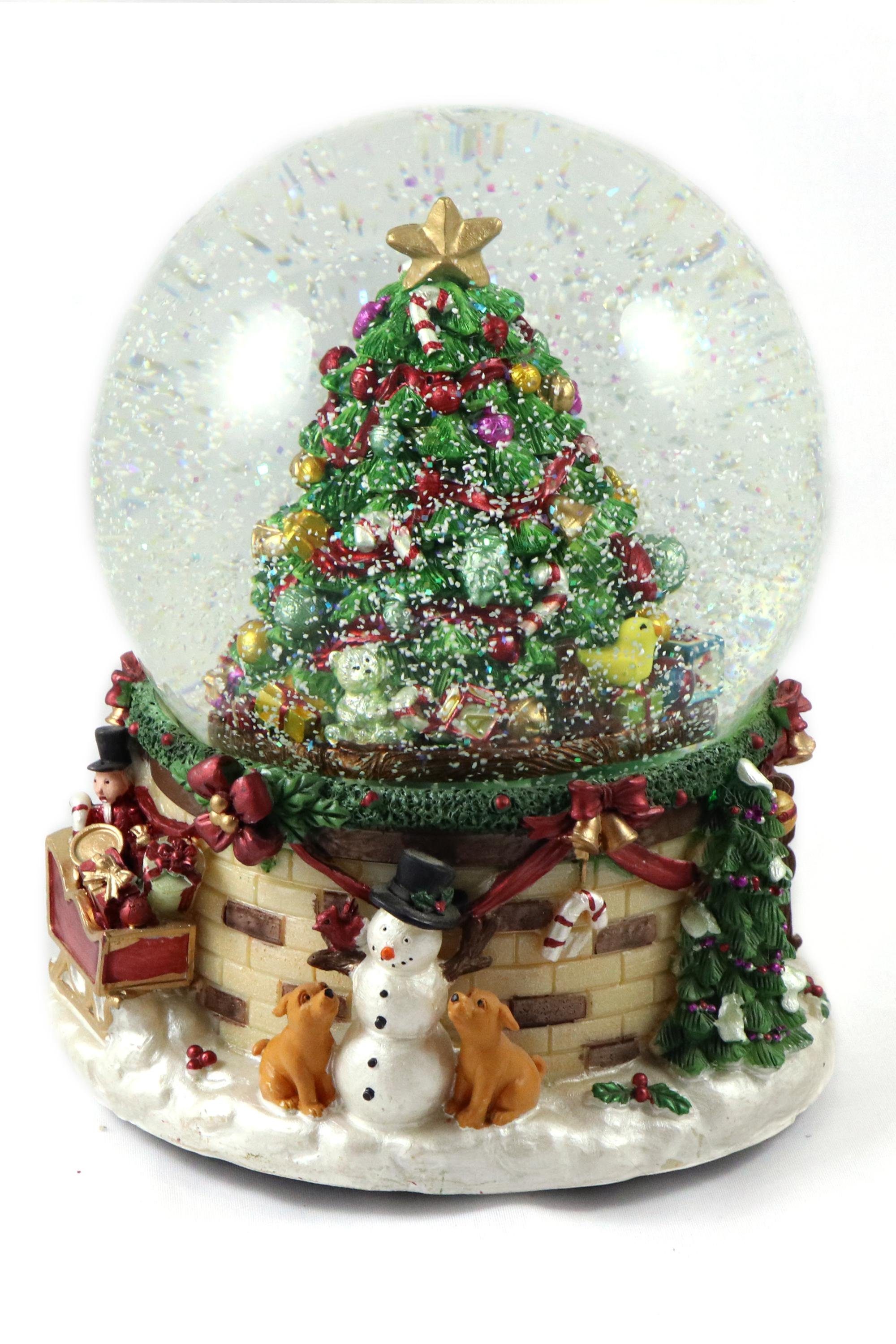 ELLUG Schneekugel Schneeantrieb, festlich Schneekugel/Spieluhr Dekoration Ø150mm verziert Weihnachten mit 20cm, zum Christmas Aufziehen H