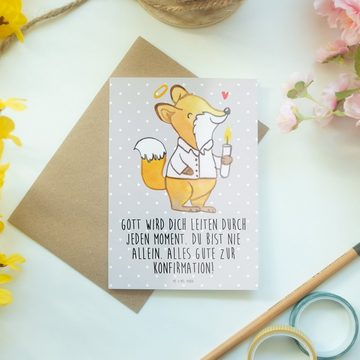Mr. & Mrs. Panda Grußkarte Fuchs Konfirmation - Grau Pastell - Geschenk, Glückwunschkarte, Gebur, Hochglänzende Veredelung