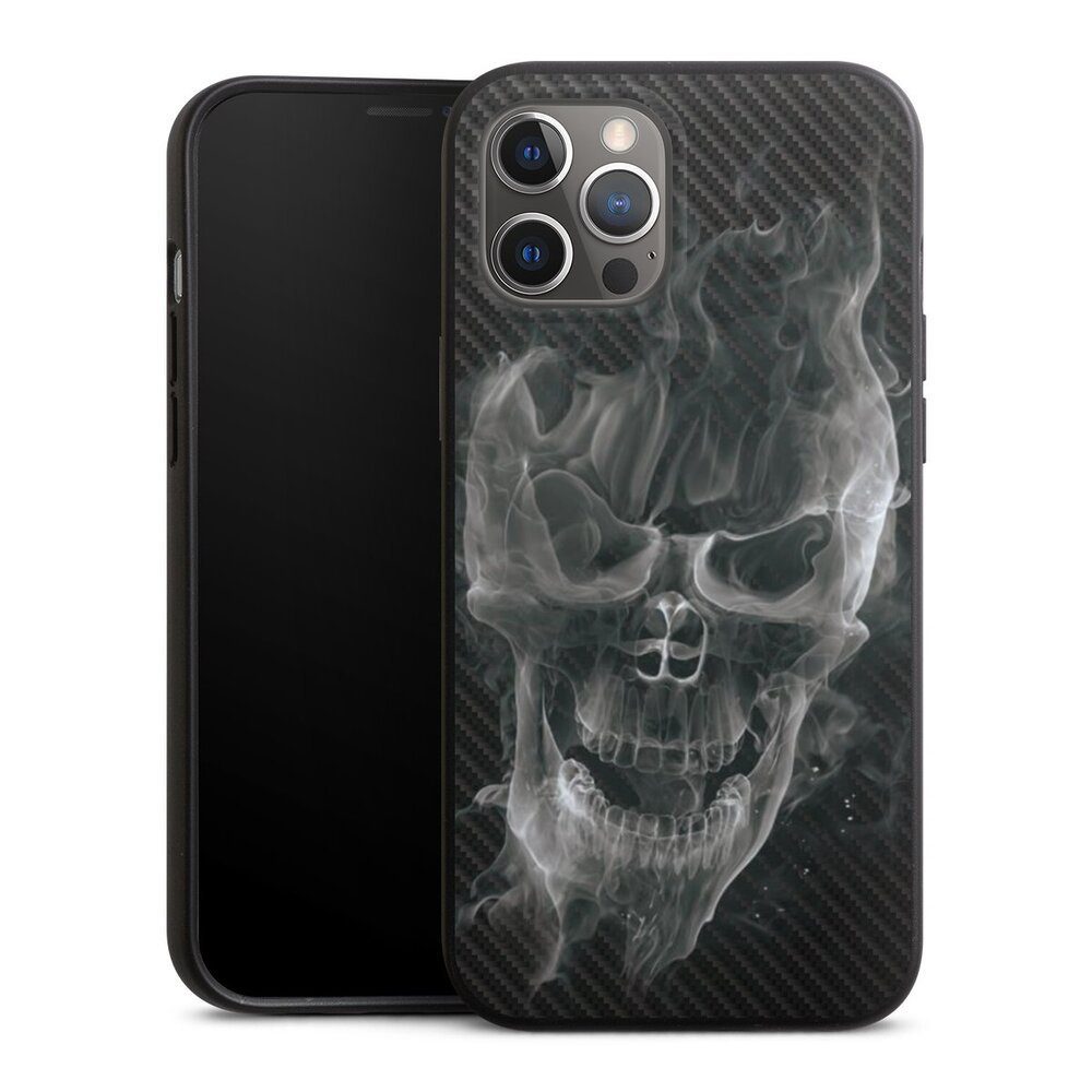 Handyhülle Totenkopf Schädel Carbon Smoke Skull Carbon