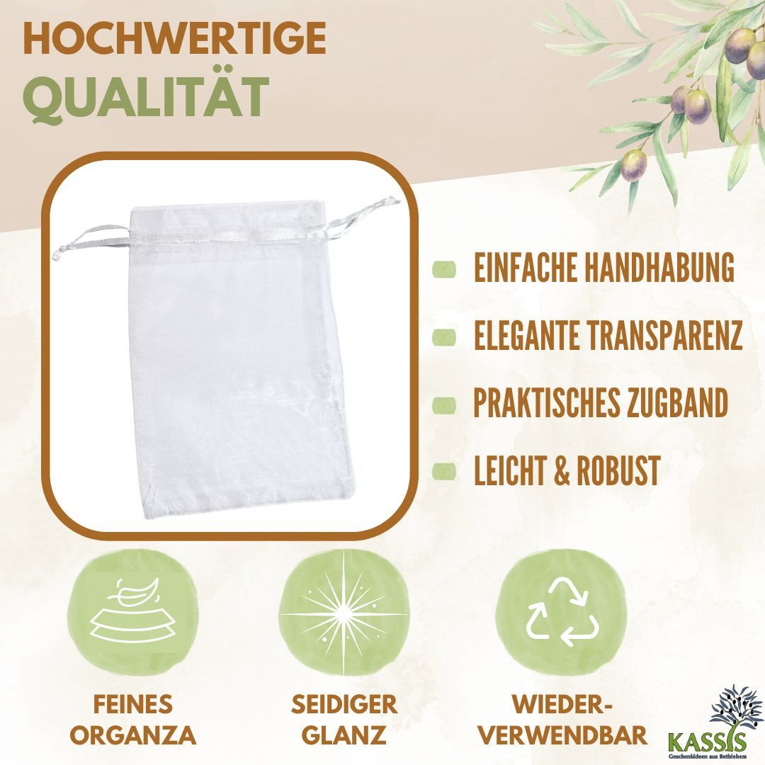Kassis Geschenkartikel Organzasäckchen 10 Stück - weißer Schmuckbeutel Schmucketui Organzabeutel, Geschenkzubehör