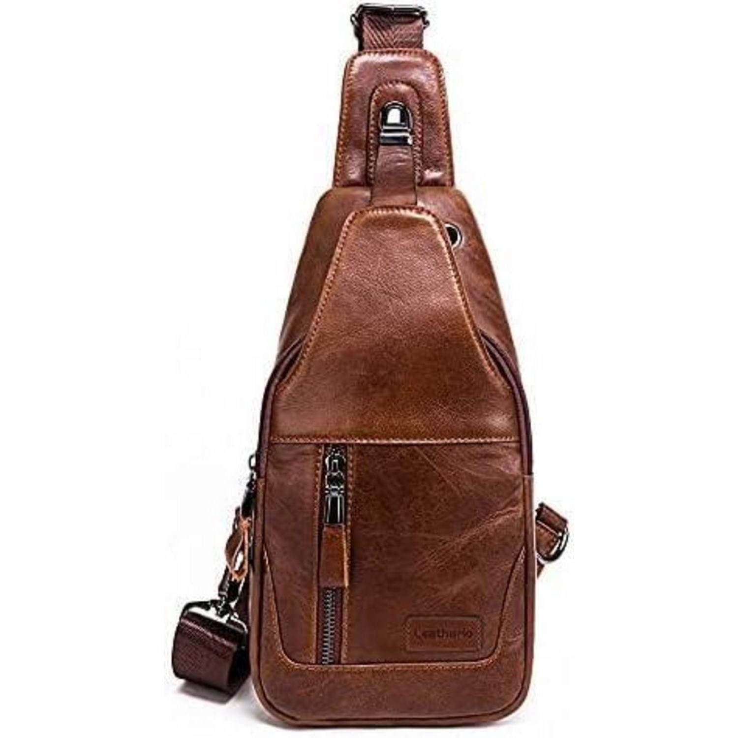 LuxusKollektion Cityrucksack Brusttasche Herren echtes Leder Schultertasche günstig online kaufen