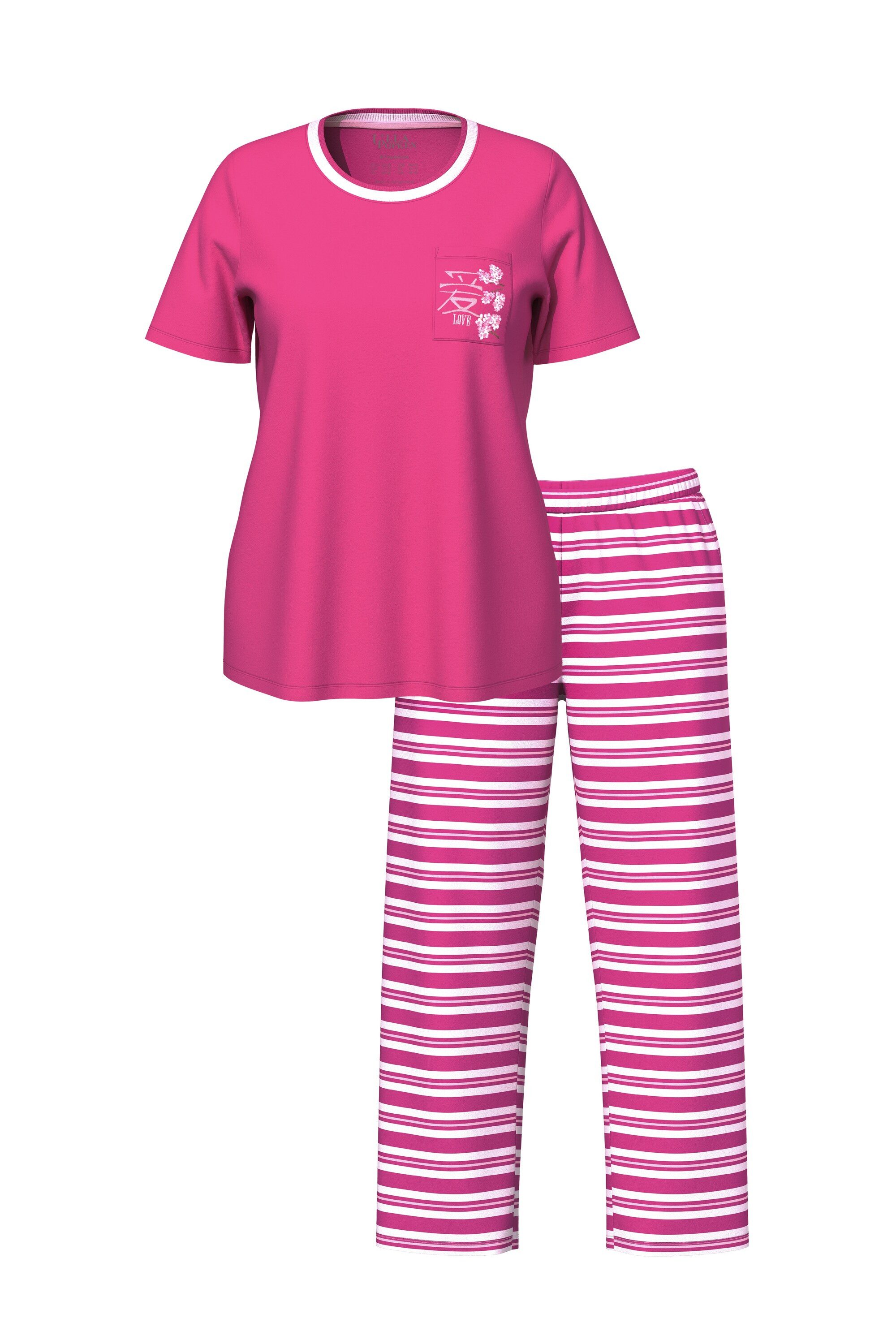 Ulla Popken Pyjama Pyjama Ringelhose Rundhals günstig online kaufen