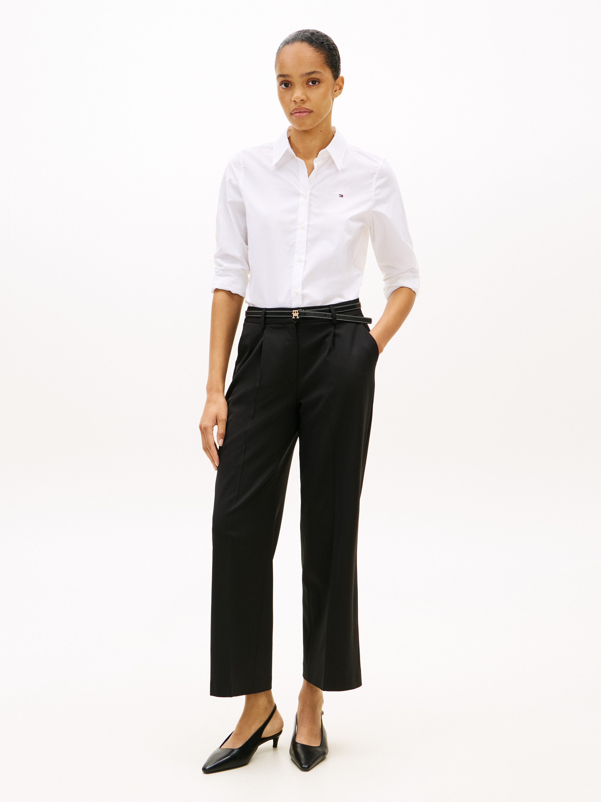 Tommy Hilfiger Hemdbluse STRETCH REGULAR LS SHIRT mit gesticktem Tommy Hilfiger Logo, Regular Fit