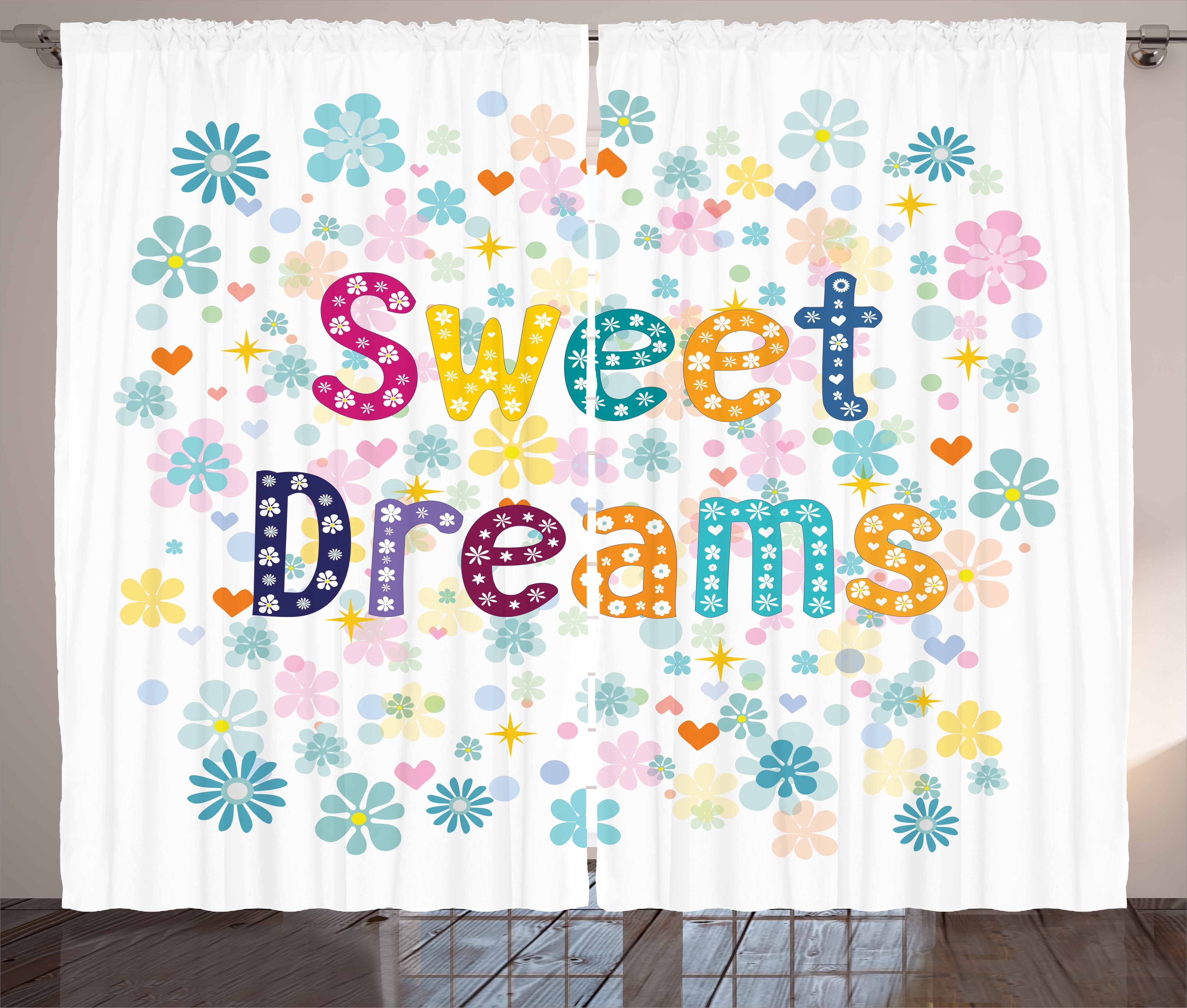 Gardine Schlafzimmer Kräuselband Vorhang mit Träume Kalligraphie und Schlaufen Abakuhaus, Strudel und Süße Haken
