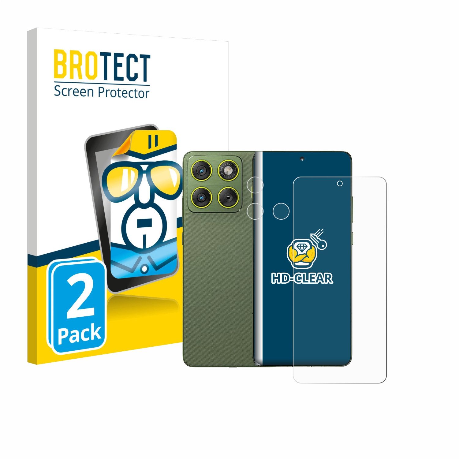BROTECT Displayschutzfolie Schutzfolie für Motorola Edge 70 (Display+Kamera), 2 Stück, Displayschutz Schutz Folie Klar Transparent