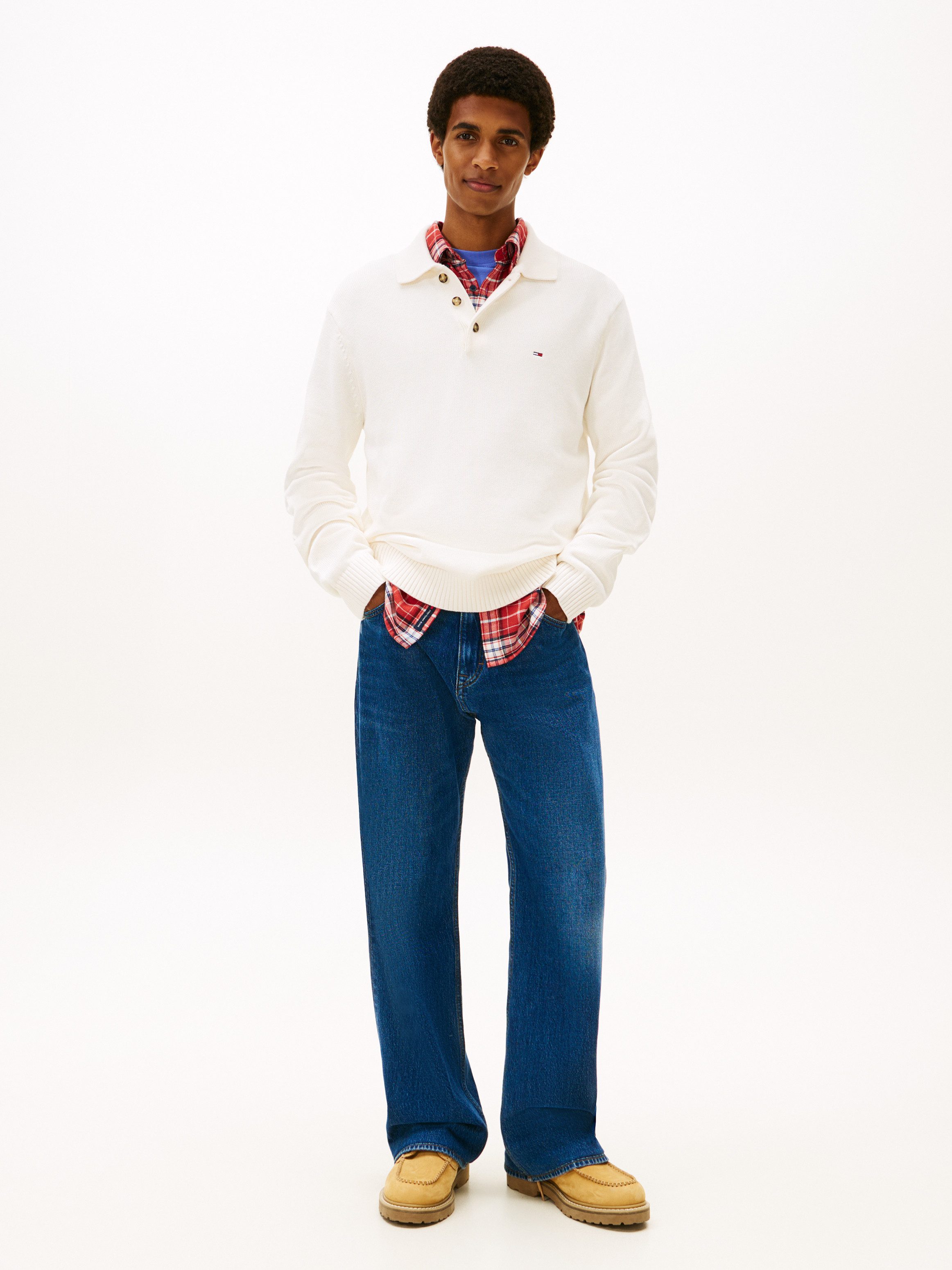 Tommy Jeans Polokragenpullover TJM ESSENTIAL POLO slim fit, Feinstrick