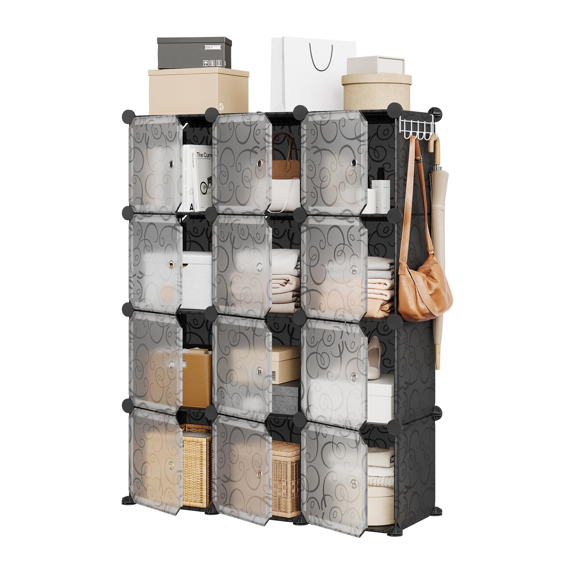 GarveeMore Falttürenschrank 12-Kubik Modular Storage Organiser Unit mit Tür günstig online kaufen