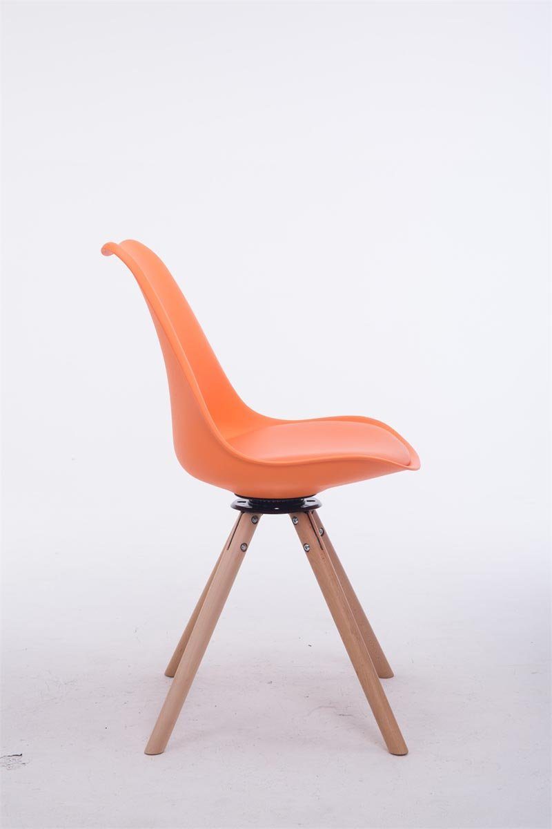 Natura Esszimmerstuhl Sitzfläche: Konferenzstuhl Gestell: Buchenholz (Küchenstuhl - Besucherstuhl hochwertig Sitzfläche orange Wohnzimmerstuhl), Troll mit TPFLiving gepolsterter - - - rund Kunstleder