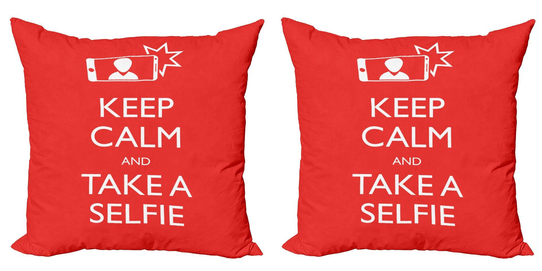 Kissenbezüge Modern Accent Doppelseitiger Digitaldruck, Abakuhaus (2 Stück), meme Halten Sie Ruhe und machen Sie einen Selfie