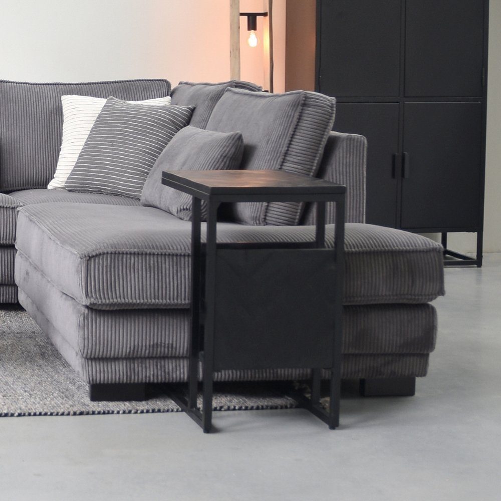 Möbel aus 620x350x500mm, RINGO-Living Schwarz Beistelltisch in Keahi Beistelltisch Mangoholz
