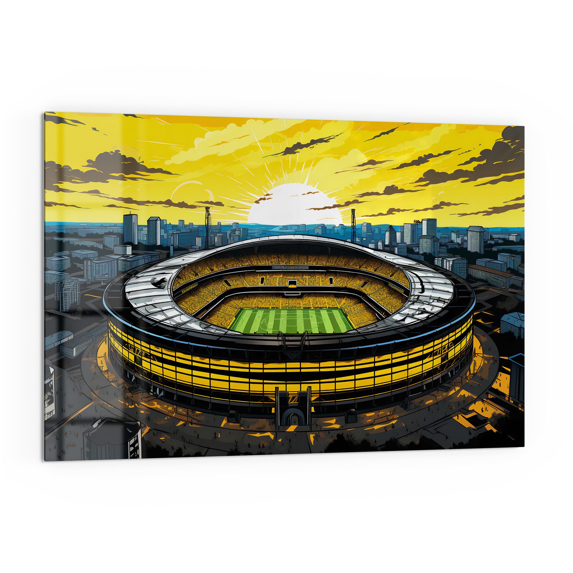 DEQORI Küchenrückwand 'Stadion Borussia Dortmund', Glas Spritzschutz Badrückwand Herdblende