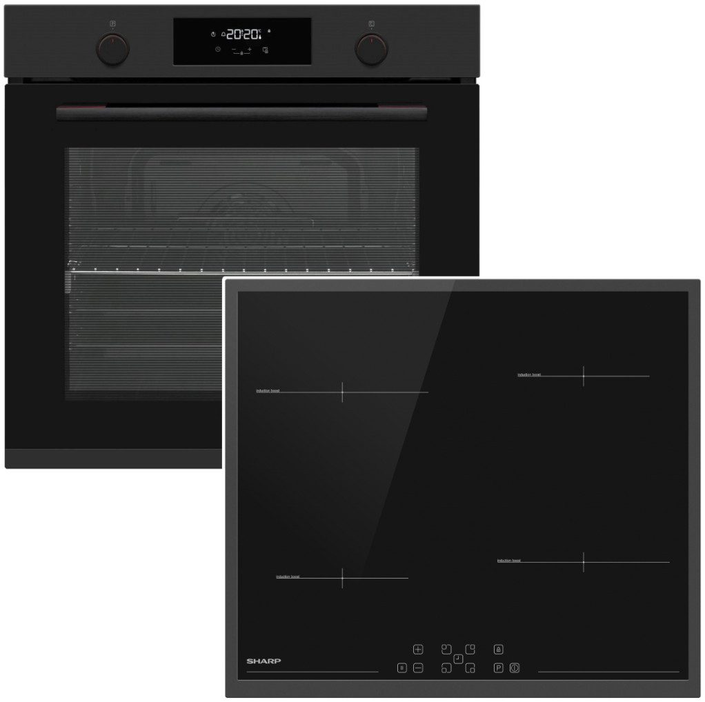 Backofen-Set 78 Liter Matt Black mit Induktionskochfeld 60 cm PowerBoost AutoHeat