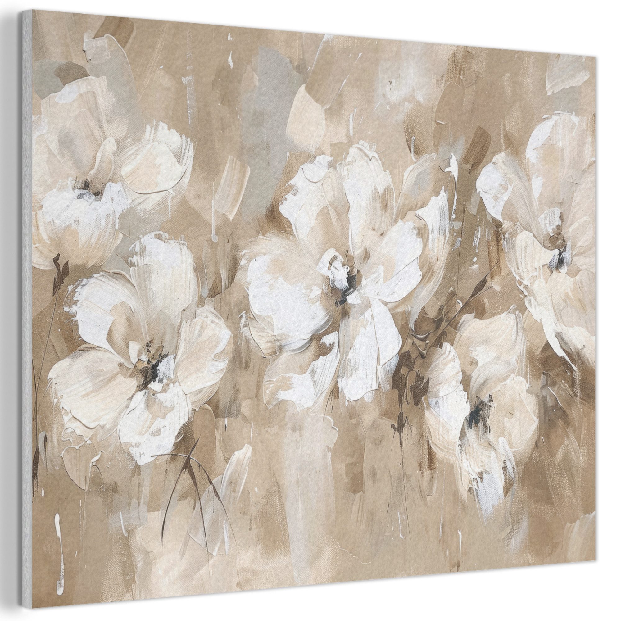 MuchoWow Gemälde Blumen - Beige - Abstrakt - Modern, Fotodruck (1 St), Vint günstig online kaufen